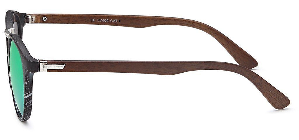 styleBREAKER Sonnenbrille (1-St) Verspiegelt Gestell / Schwarz-Silber verspiegelt Glas Grün-Blau