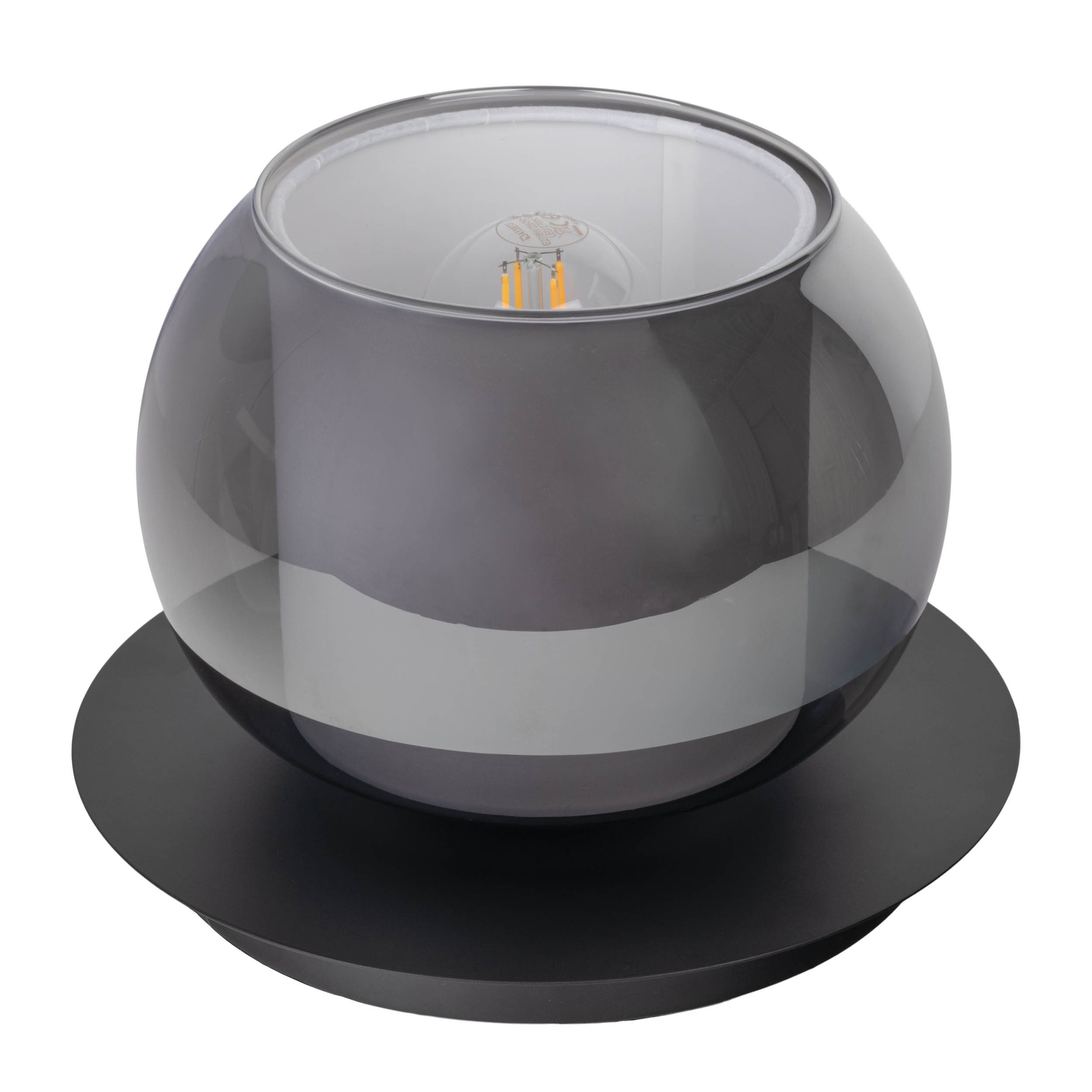 OTTO home Tischleuchte Tanissa mit Doppelschirm, ohne Leuchtmittel, runde Tischlampe, Rauchglas, Ø 18 cm, Stoffschirm, E27, Glasschirm