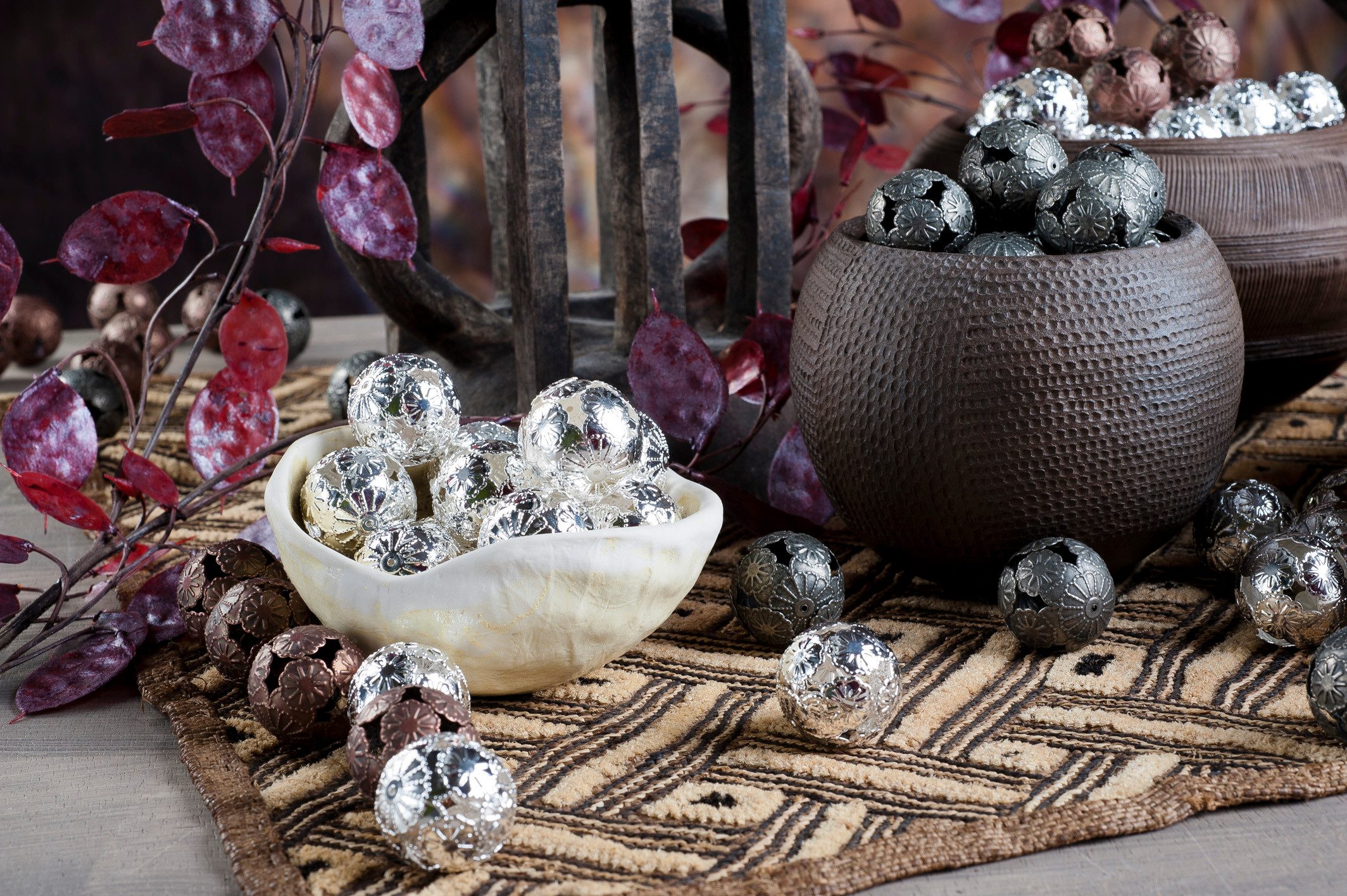 Eurosand Dekokugel METALL-KUGELN MARRAKESCH, ca. 28mm. 9 Stück. in Klarsichtbox GOLD