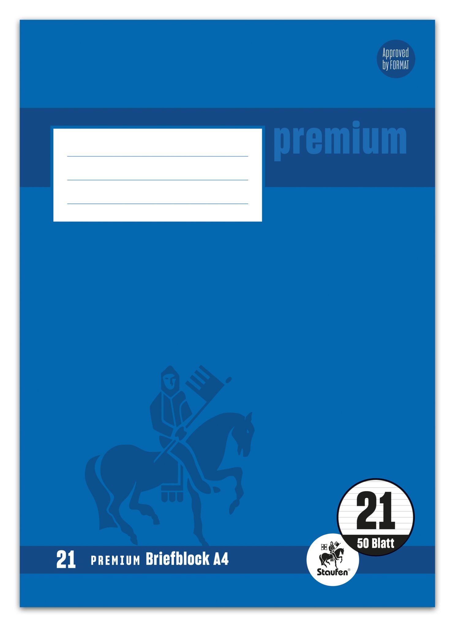 Staufen Notizblock Briefblock PREMIUM LIN 21 - A4, 90 g/qm, 50 Blatt, liniert