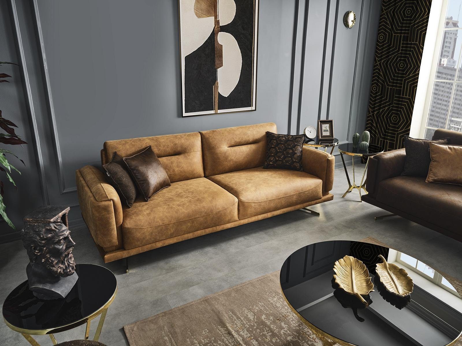 Beiger JVmoebel Dreisitzer 1 Moderner Luxus Made Sofa 3-er Design Europe Edles in Neu, Stilvolle Teile, Möbel