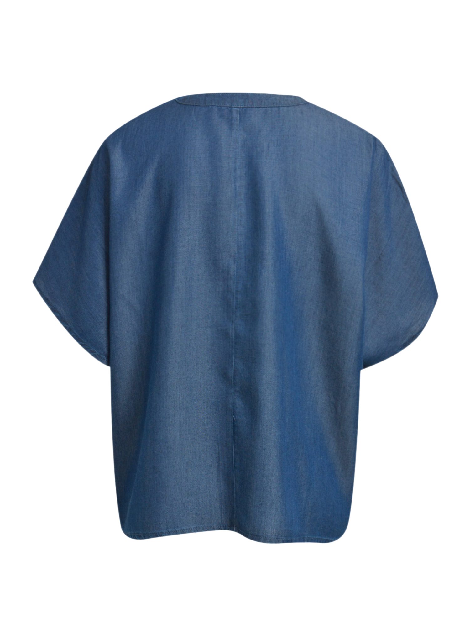Milano Italy Blusenshirt blau,Casual,Lyocell,Unifarben,Stehkragen,Kurz,Oversized