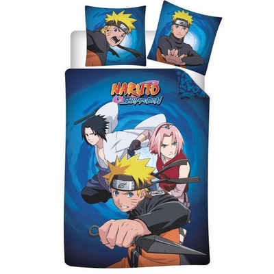 Bettwäsche Anime Naruto Shippuden Flanell Kinder Bettwäsche Set, Naruto, Deckenbezug 135-140x200 Kissenbezug 65x65 100% Baumwolle
