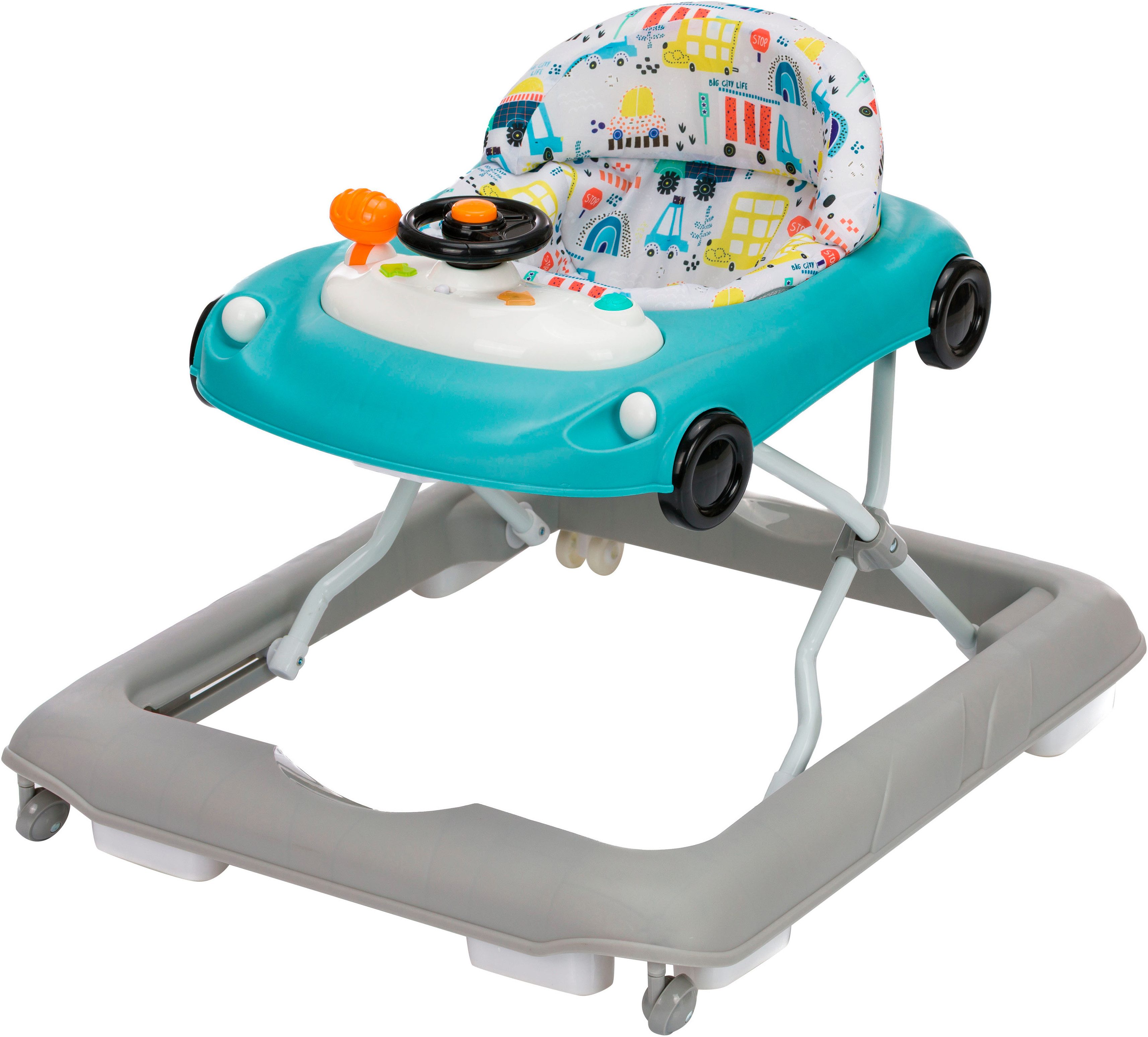 Fillikid Lauflernhilfe Car, grau/blau, mit Sicherheitsstoppern