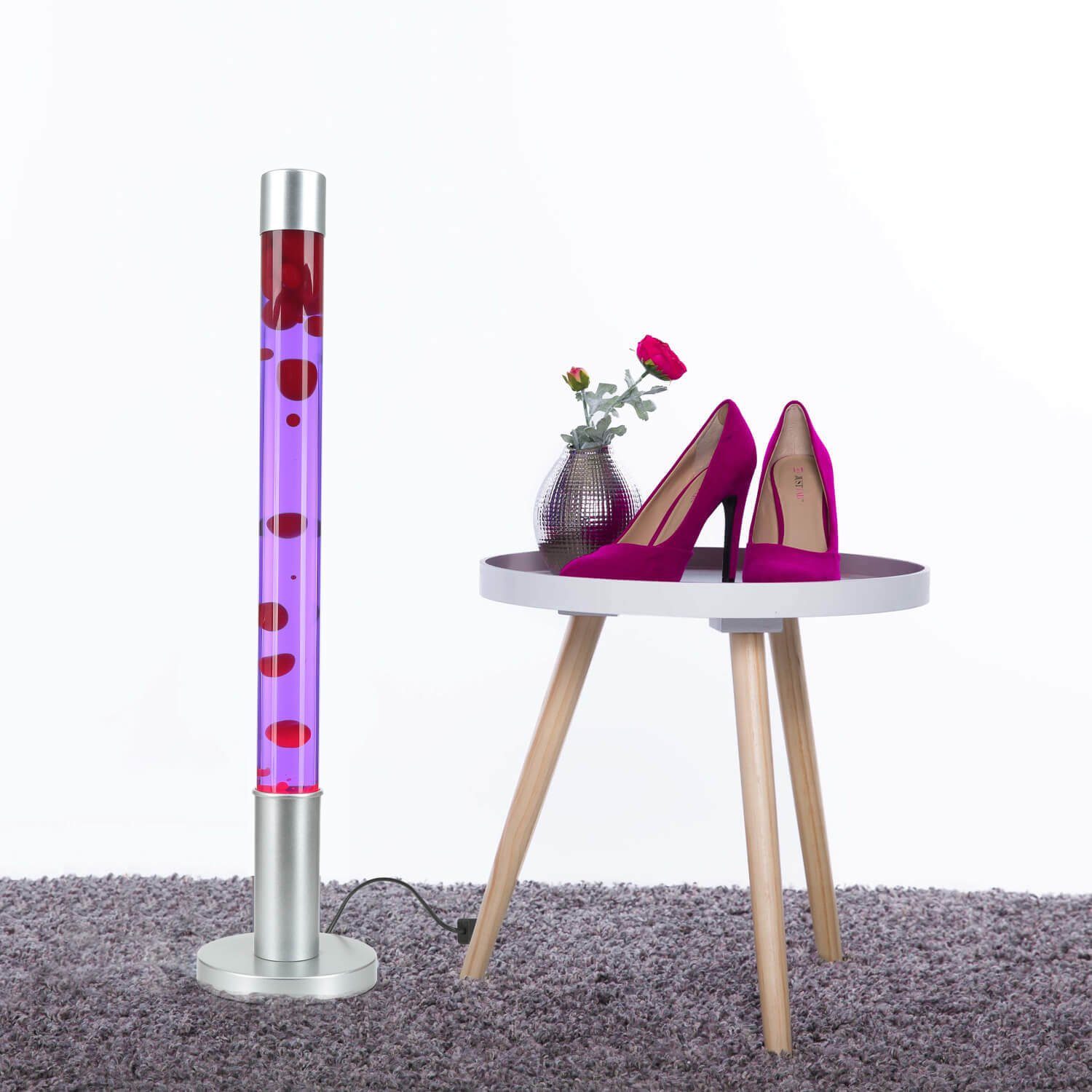 Licht-Erlebnisse Lavalampe ALAN, Retro Stehleuchte Wohnzimmer Rot Lila Steh günstig online kaufen