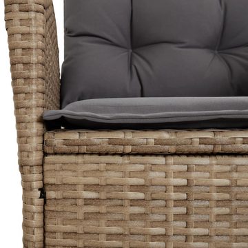 vidaXL Garten-Essgruppe 7-tlg. Garten-Essgruppe mit Kissen Beige Poly Rattan