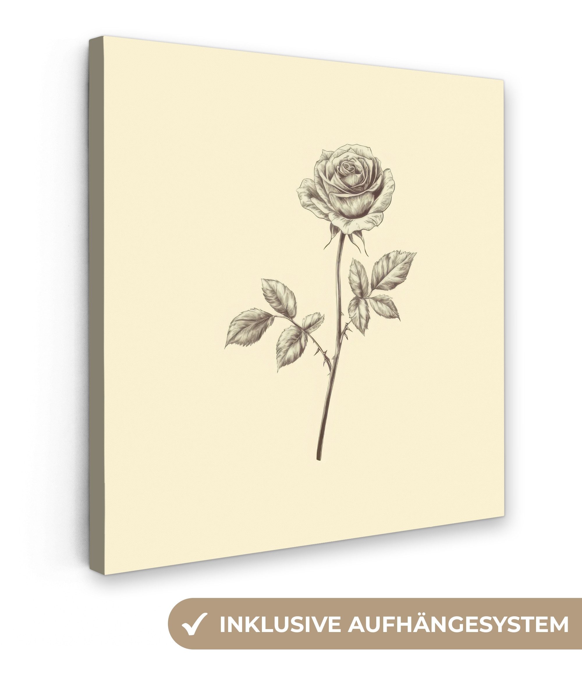 OneMillionCanvasses® Leinwandbild Illustration - Schwarz - Rose, Fotodruck günstig online kaufen