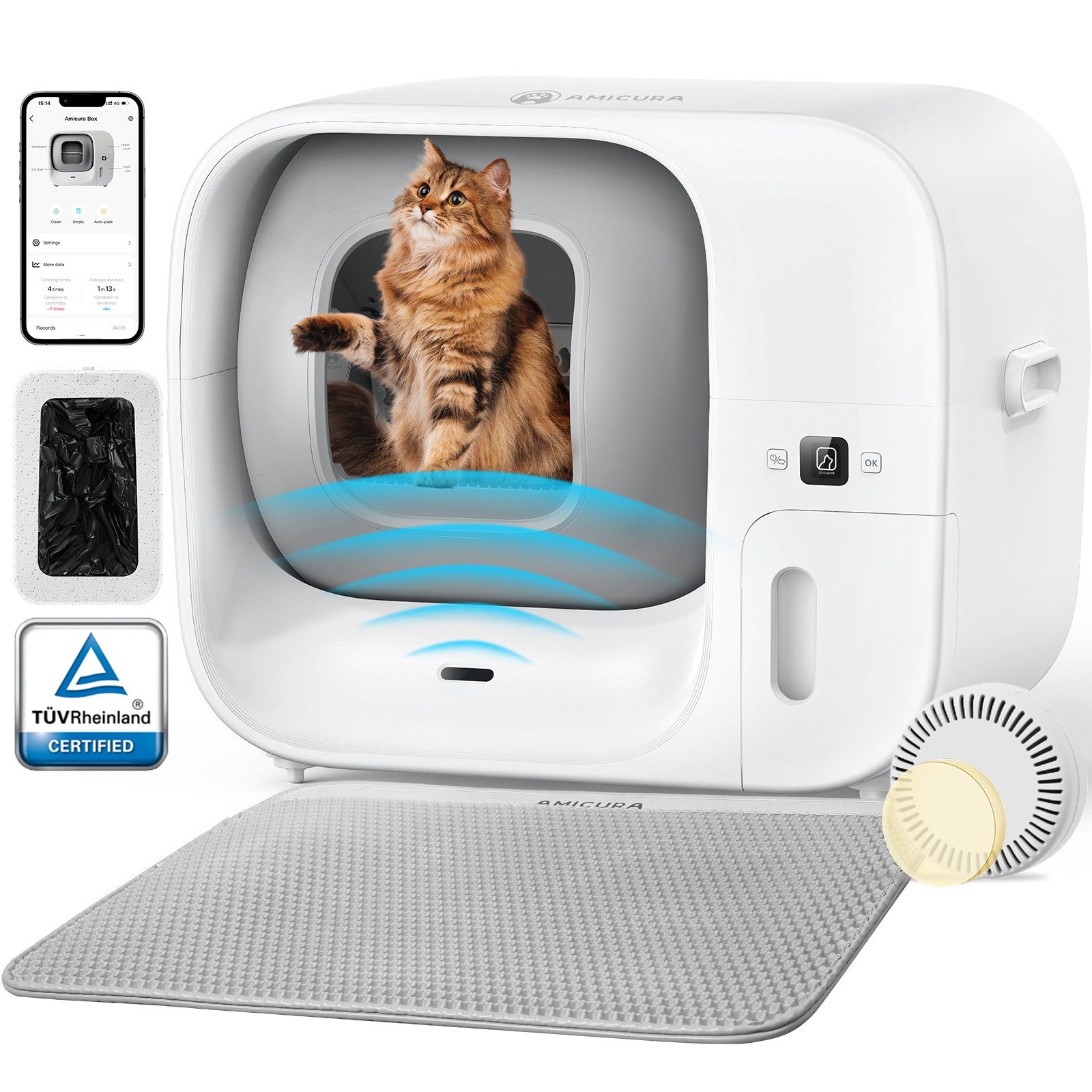 Katzentoilette Cura3 Automatische Selbstreinigung,Selbstverpackung, 1,5-10KG Gewicht