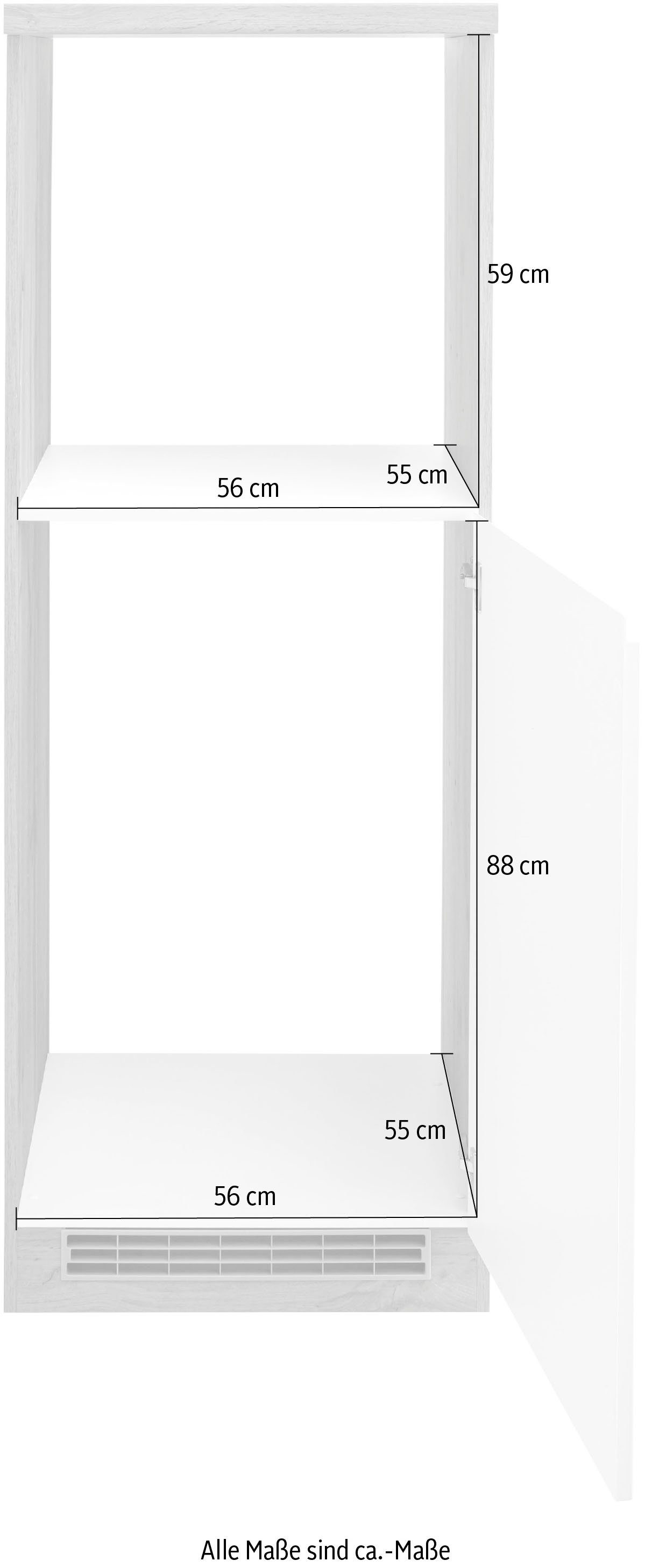 HELD MÖBEL grau Backofen-/Kühlschrankumbau MDF-Fronten Matt Bruneck breit, >>Bruneck<< grafit 60 cm Umbauschrank 