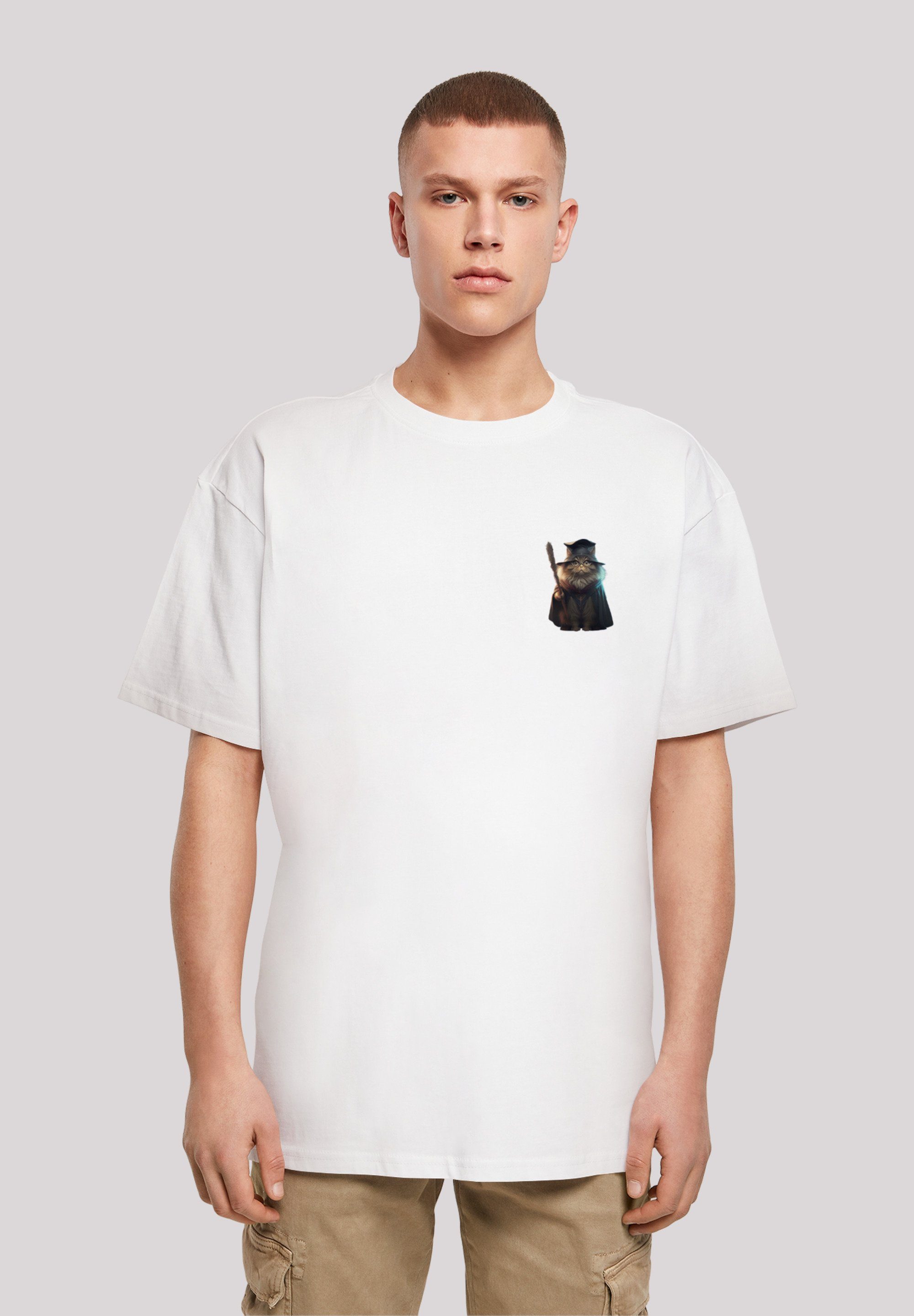 F4NT4STIC T-Shirt Wizard Cat OVERSIZE TEE Print