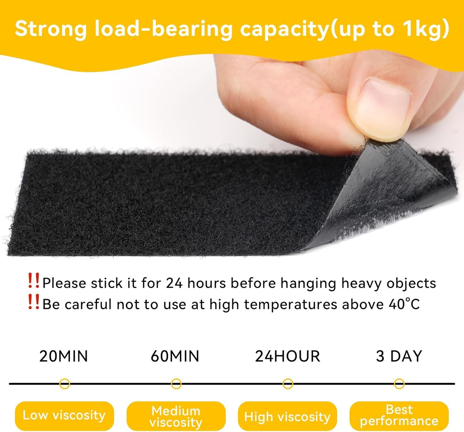 FELIXLEO Klettband Klettband Selbstklebend Extra Stark 40 Stück 50x100mm, (1-St) – Bild 3 von 4