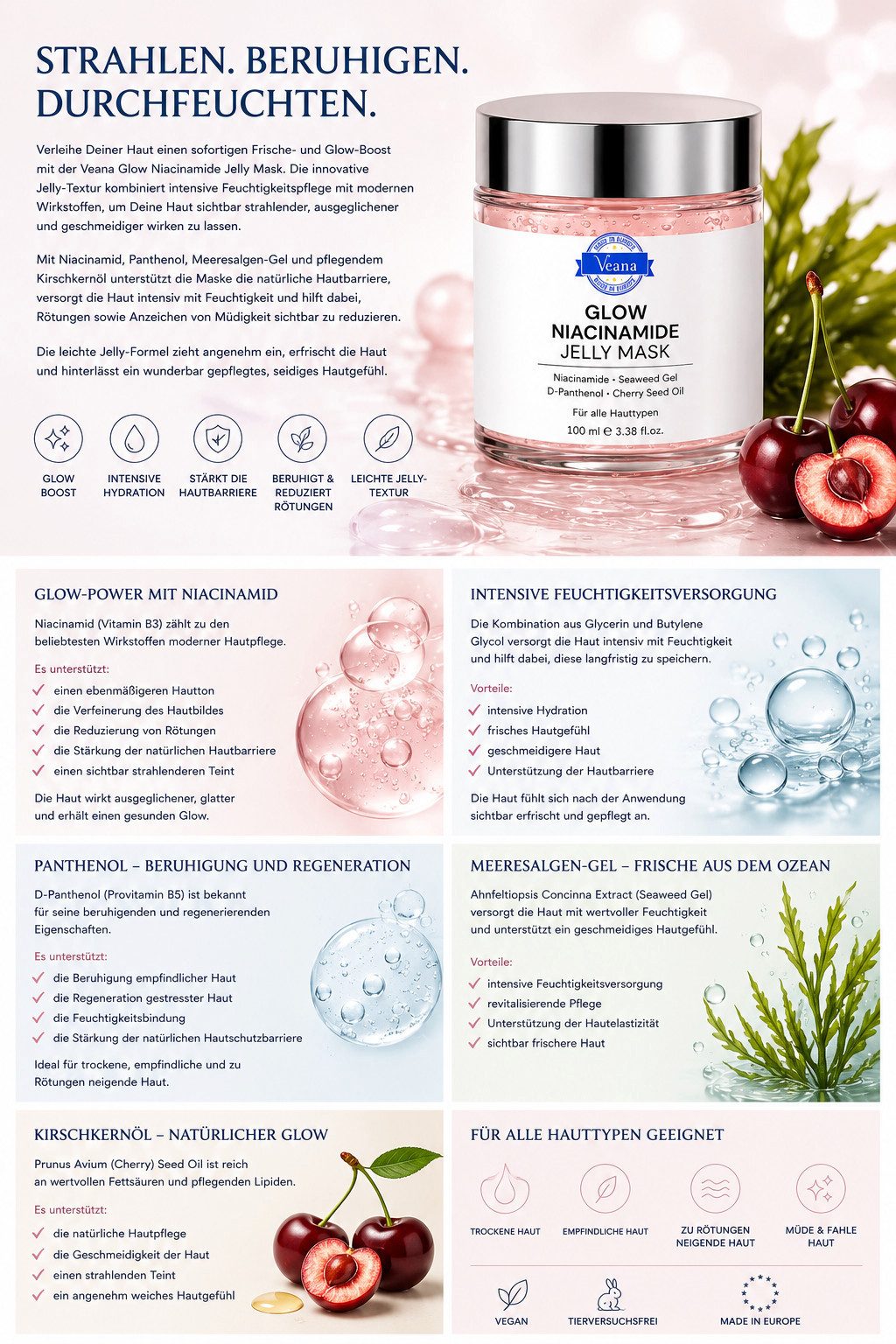 Veana Gesichtsmaske Glow Niacinamide Jelly Mask 50 ml