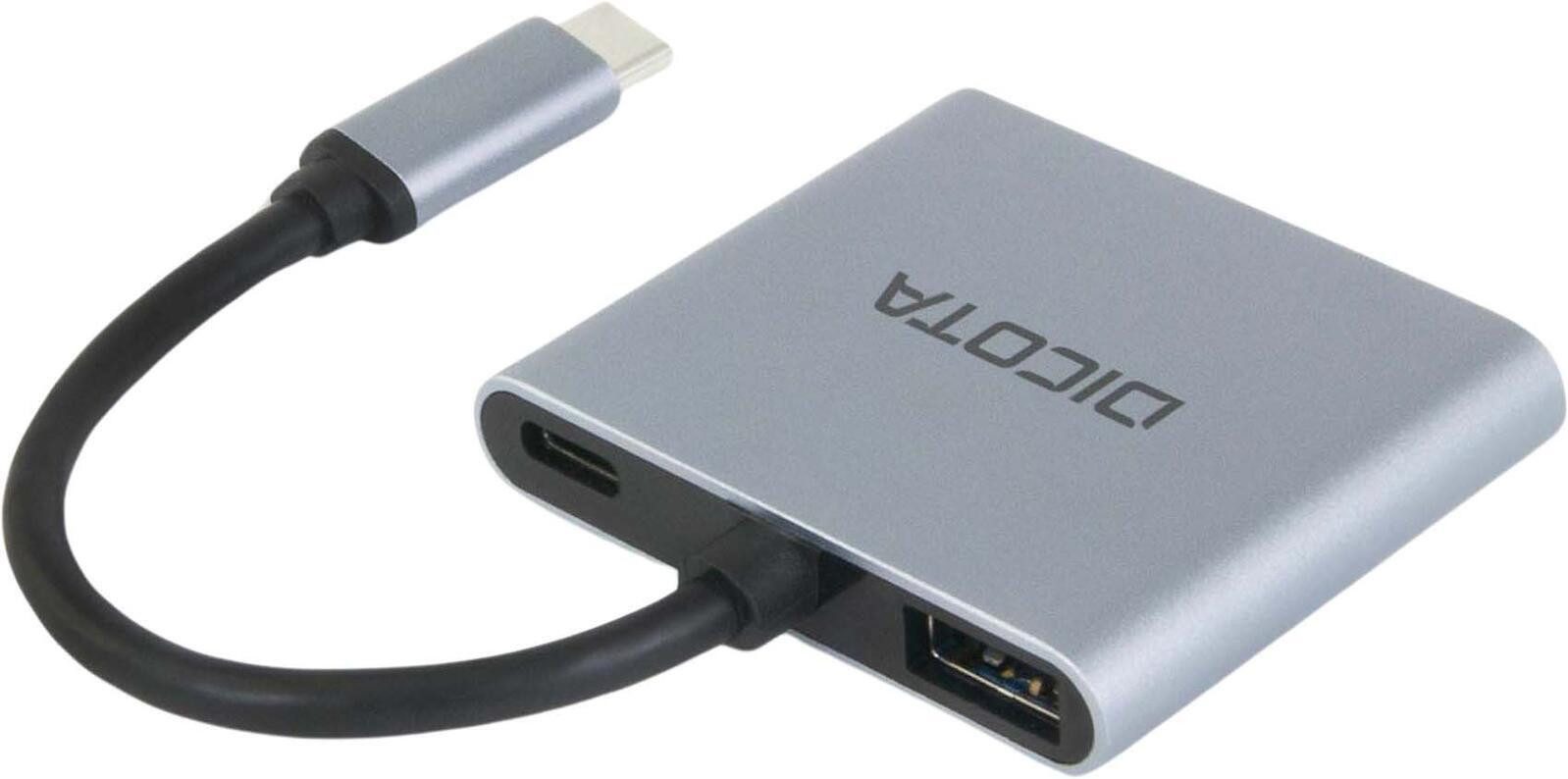 DICOTA Laptop-Dockingstation USB-C Mobile 4-in-1 Mini Docking Station 4K HDMI P