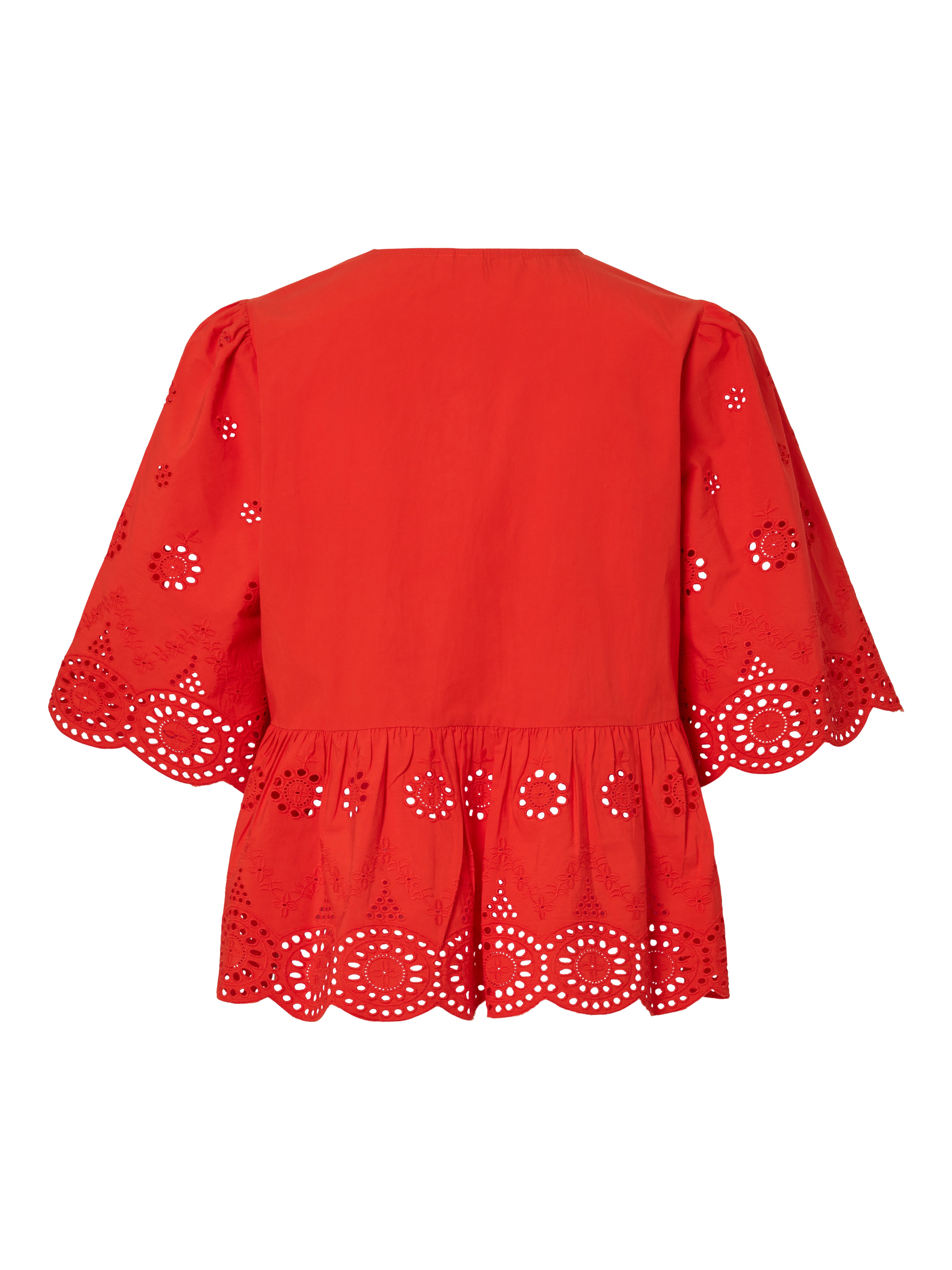Y.A.S Spitzenbluse YASCORNELIA 2/4 TIE TOP S. NOOS Baumwolle, regular fit – Bild 5 von 5