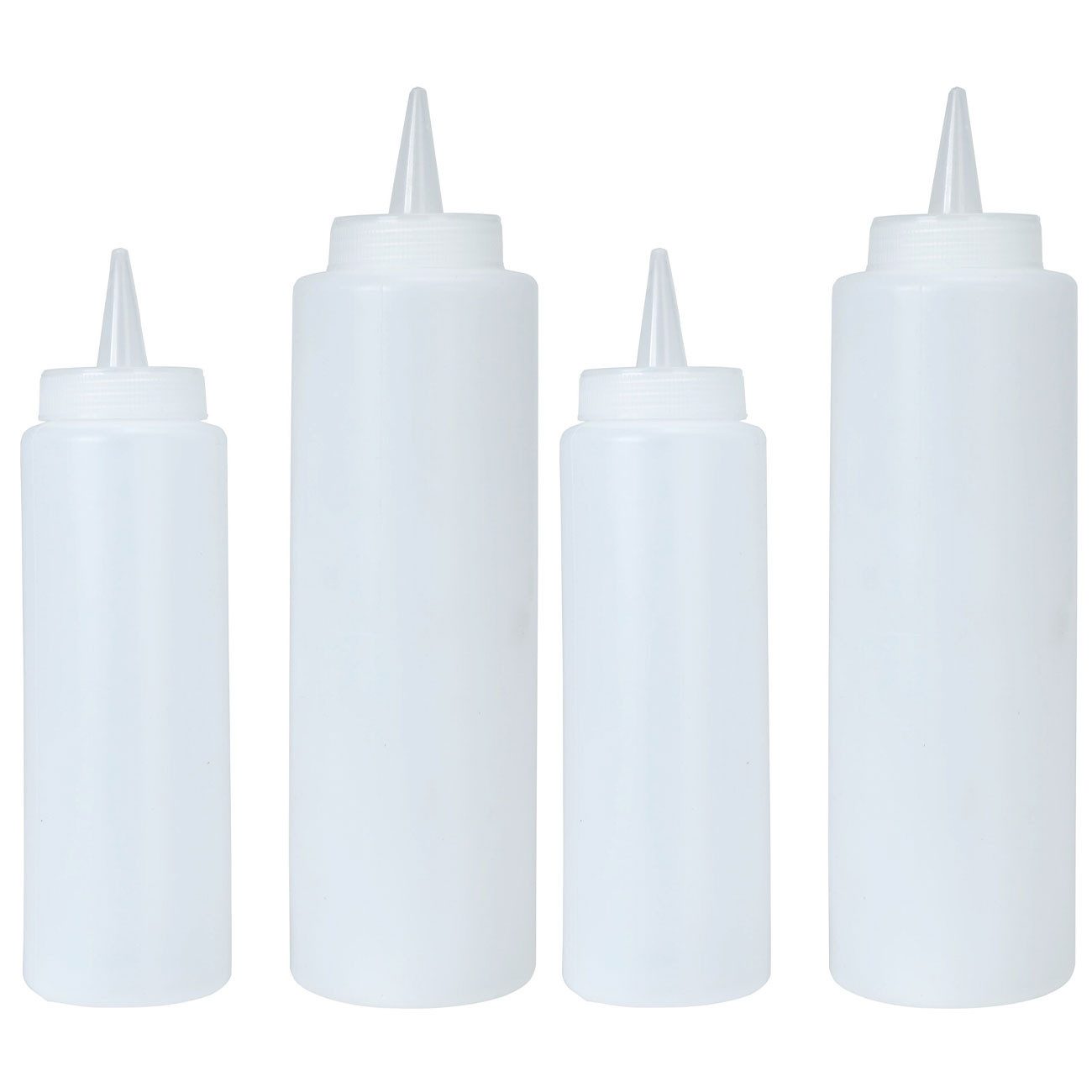 Excellent Houseware Aufbewahrungssystem Garnierflaschen 250ml & 400ml Quetschflaschen aus Kunststoff 2/4er-Set, (4-tlg., 2er-Set & 4er-Set), Quetschflaschen-Set (250/400 ml) zum präzisen Garnieren & Dosieren