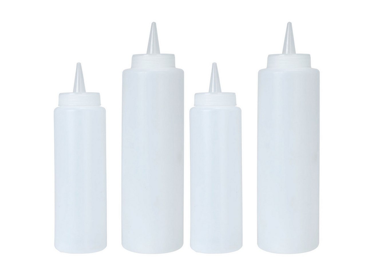 Excellent Houseware Aufbewahrungssystem Garnierflaschen 250ml & 400ml Quetschflaschen aus Kunststoff 2/4er-Set, (4-tlg., 2er-Set & 4er-Set), Quetschflaschen-Set (250/400 ml) zum präzisen Garnieren & Dosieren