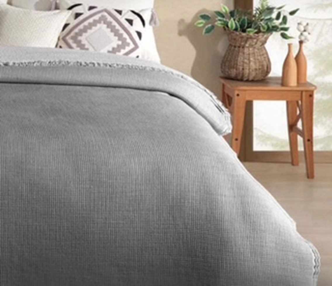 Wohndecke Musselin Decke Double Face Buse in Grau/Beige, Sandiik, Super Weich