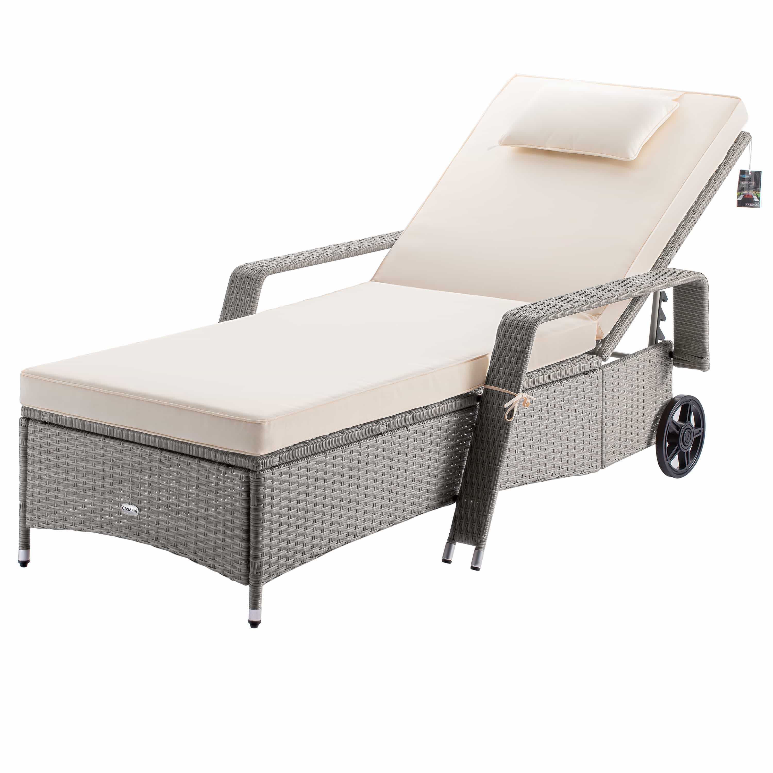 Casaria Gartenliege, 165kg Belastbar 7cm Auflage mit Rollen Sonnenliege 5fa günstig online kaufen