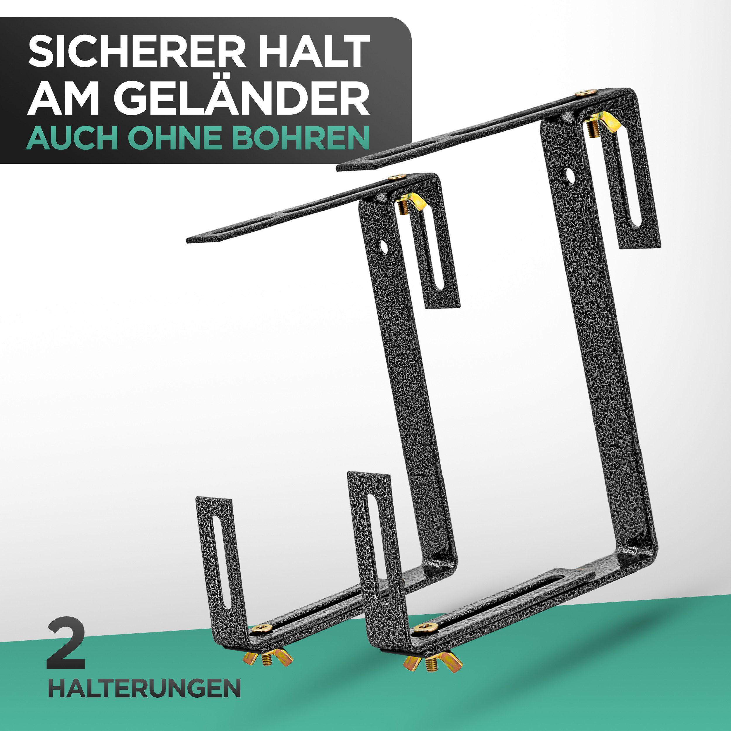 Kamelio Blumenkastenhalter 1x Balkonkasten Halterung Blumenkasten verstellbar, bis 30 kg belastbar, 1-St., 2er Set