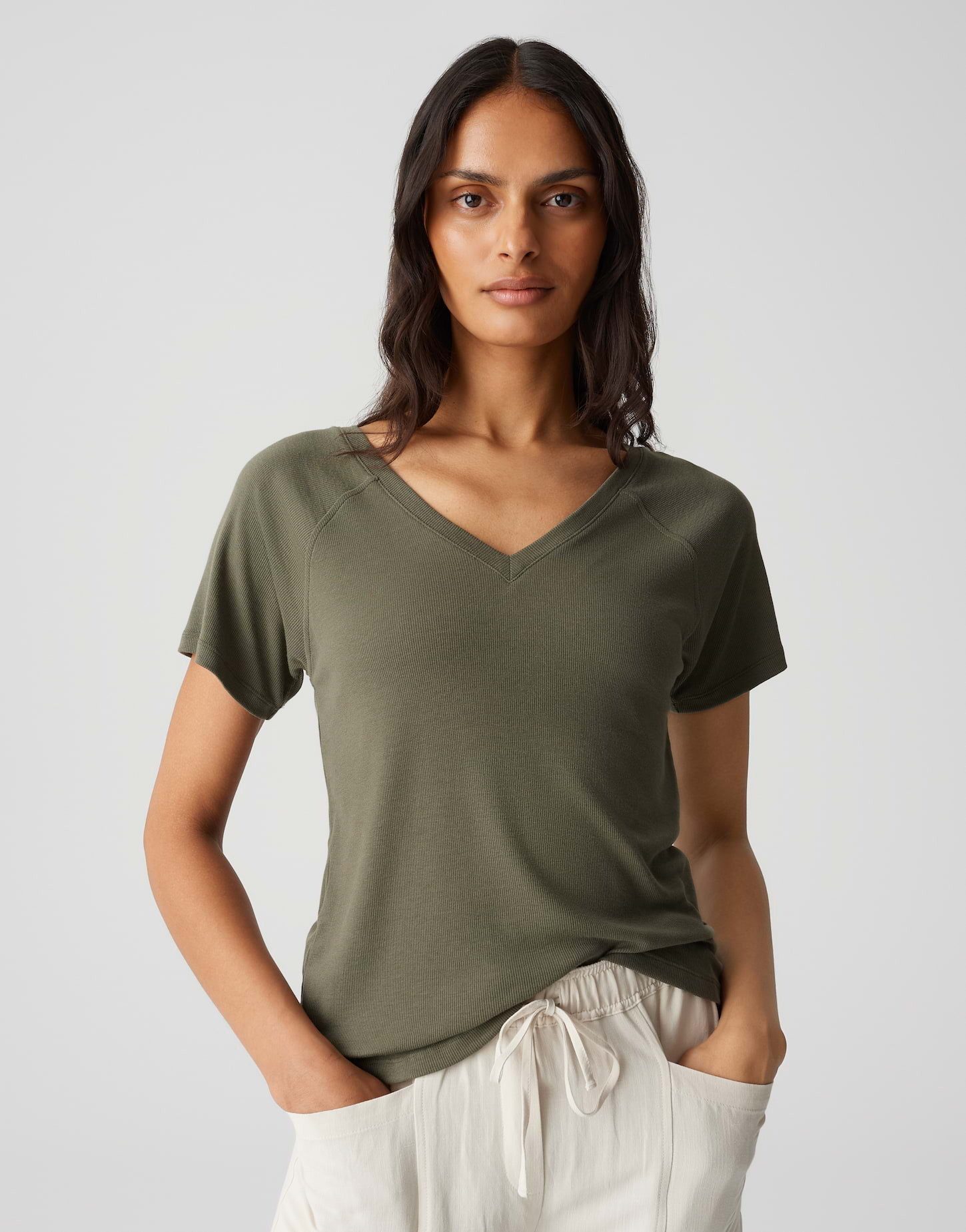 OPUS Kurzarmshirt SAVELLA Slim mit feiner Rippstruktur günstig online kaufen