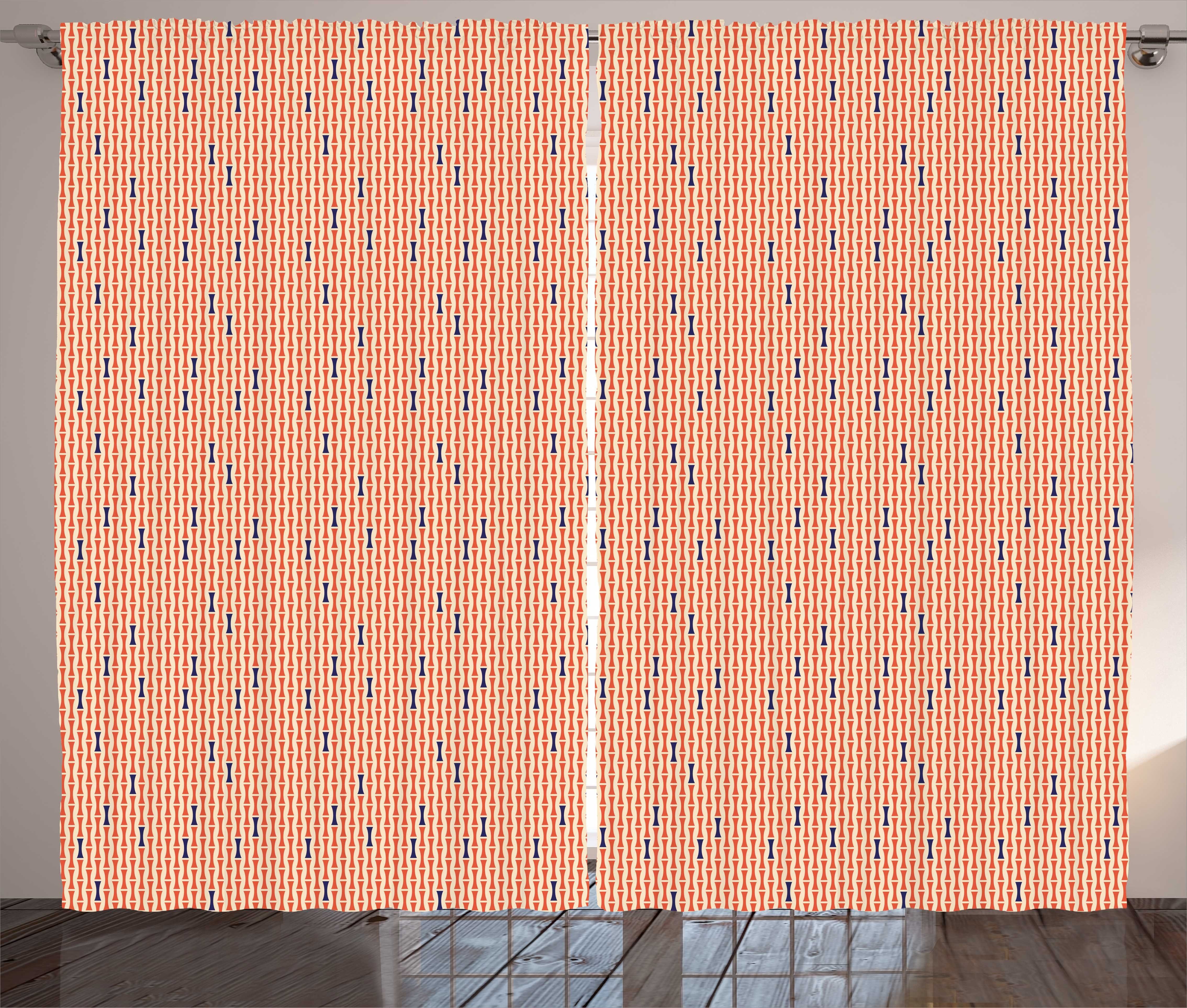 Bicolor Gardine Haken, Schlafzimmer Vorhang mit Abakuhaus, Abstrakt Modern und Schlaufen Muster Kräuselband