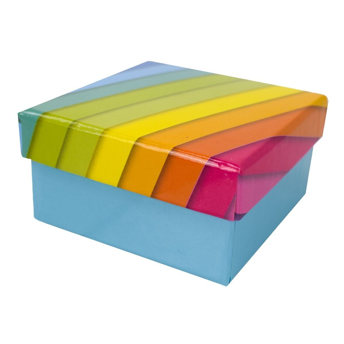 Out of the Blue Stapelbox Geschenkkarton in verschiedenen Größen hellblau  mit Regenbogen, mit abnehmbaren Deckel