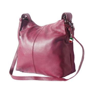 FLORENCE Schultertasche Florence Damentasche Leder Hobo Bag rot (Schultertasche), Damen Leder Schultertasche, Shopper, rot, bordeaux ca. 34cm