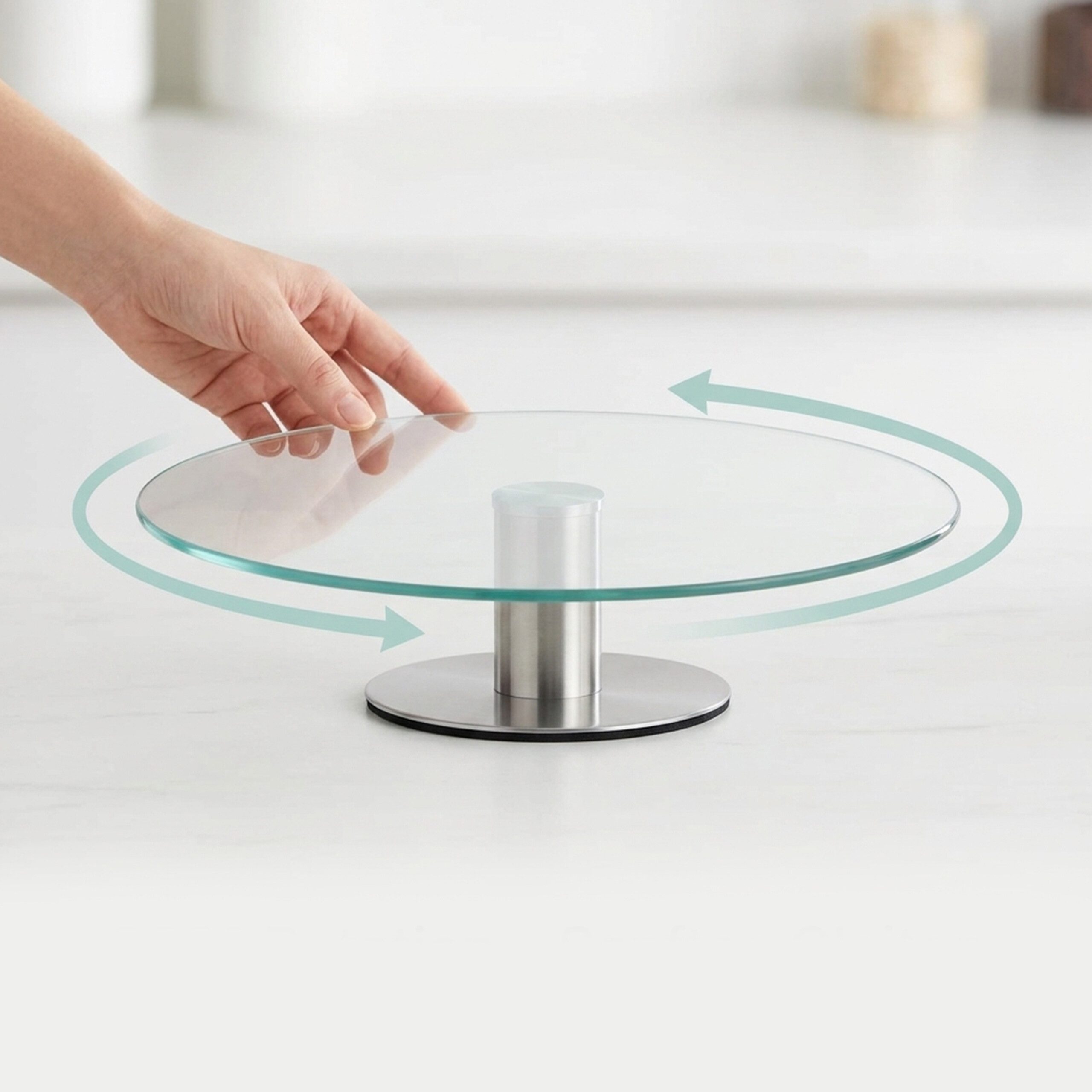 relaxdays Tortenplatte drehbar mit Standfuß, Glas