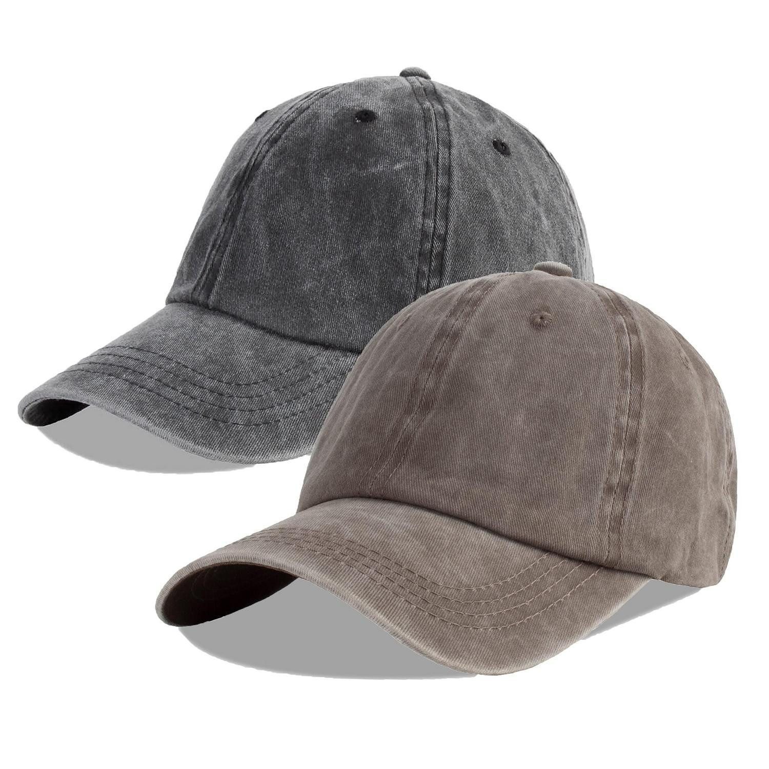 LuxusKollektion Baseball Cap Baseballcap Unisex Baumwolle Denim L Schwarz gewaschen+Dunkel Khaki (1-St)