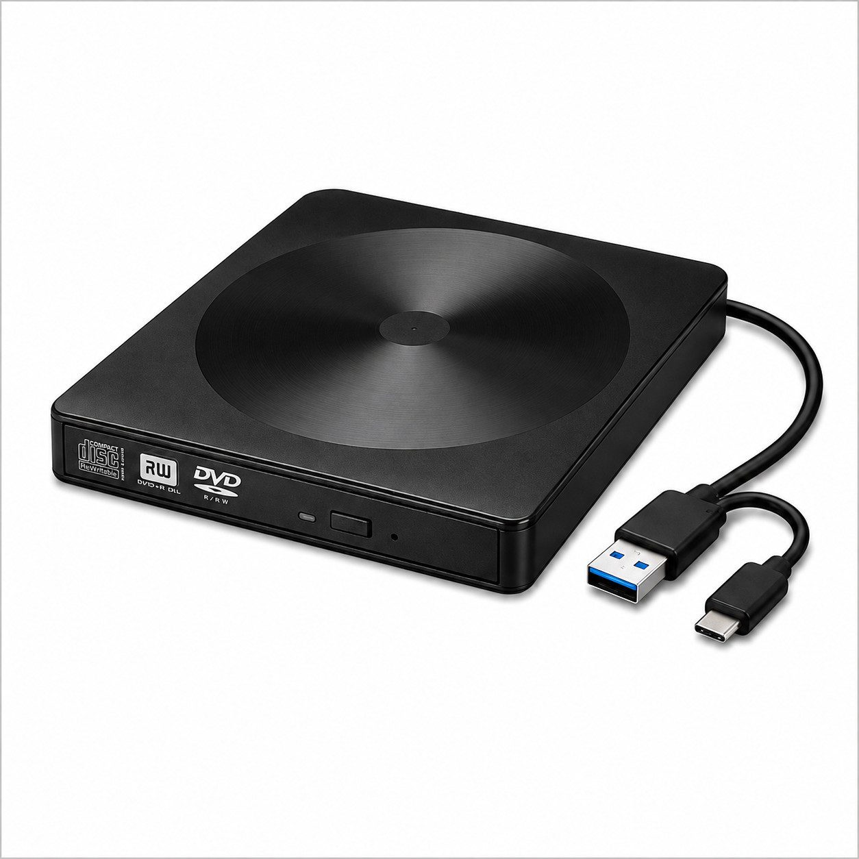Toomoke Externes CD DVD Laufwerk USB 3.0 USB-C, Slim CD-Brenner DVD-Brenner (USB 3.0, USB-C, DVD 8x/CD 24x, 24x CD 8x DVD, Plug & Play für Laptop PC Mac, Windows 11 macOS)