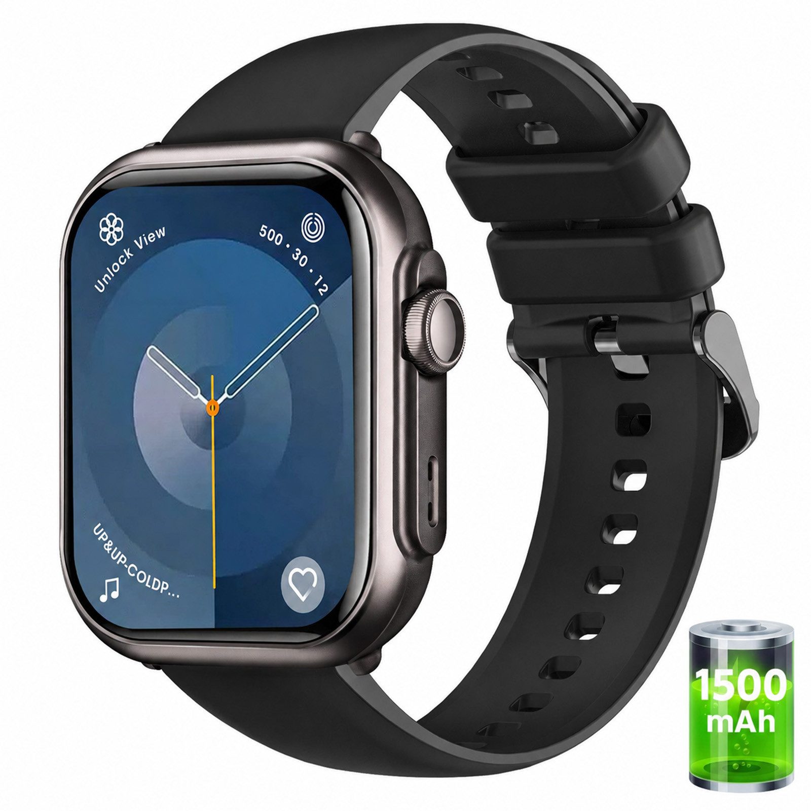 FOSMET 2026 1500mAh Akku Smartwatch Herren Damen 1.83 " AMOLED Display Smartwatch (4.65 cm), Herzfrequenz-/Blutdruck-/SpO2-/Schlafüberwachung für Android und iOS