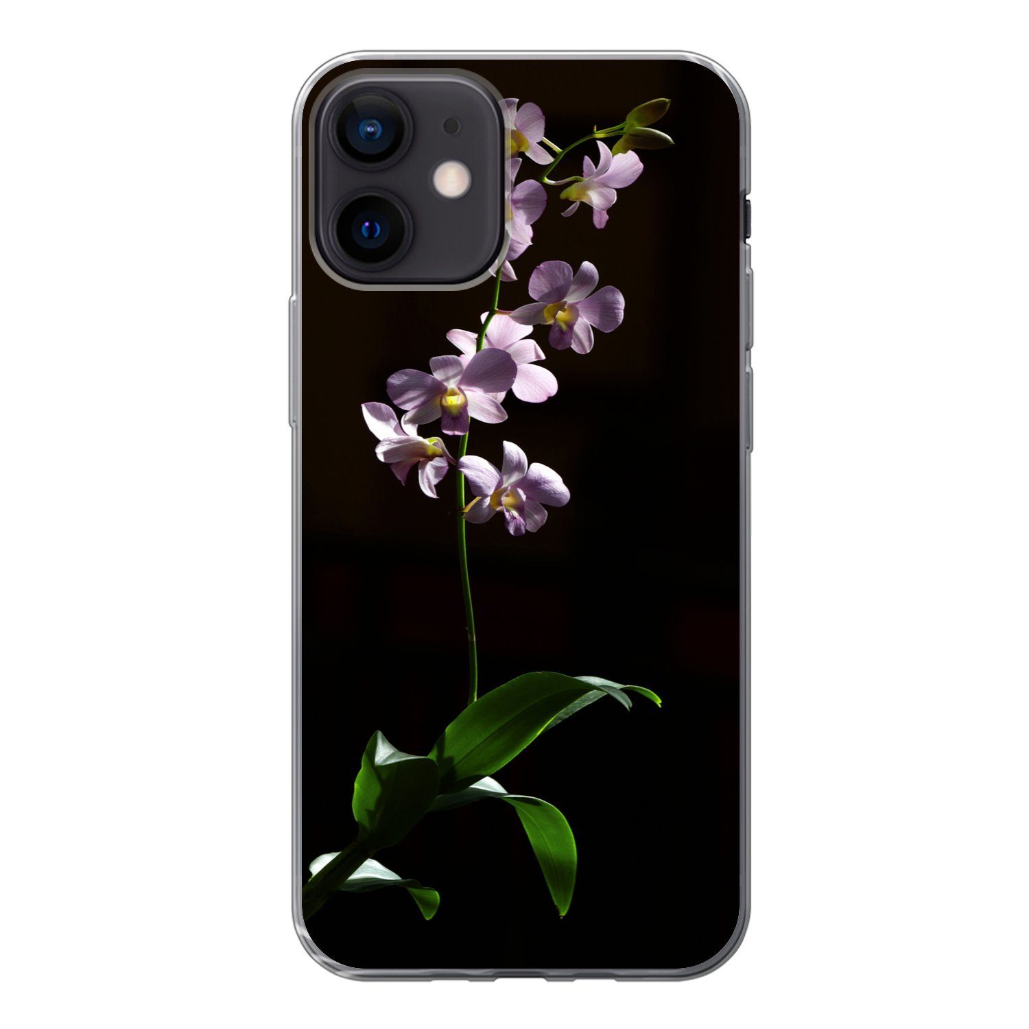 MuchoWow Handyhülle Orchidee - Blume - Rosa, Handyhülle Apple iPhone 12, Smartphone-Bumper, Print, Handy