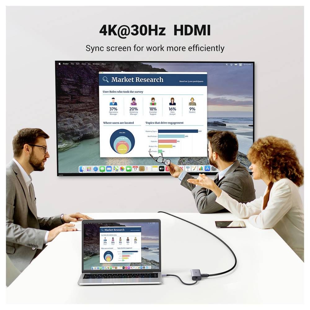 UGREEN Laptop-Dockingstation USB-C® Dockingstation USB-C Hub (7-IN-1) 4K HDMI Passend für Marke