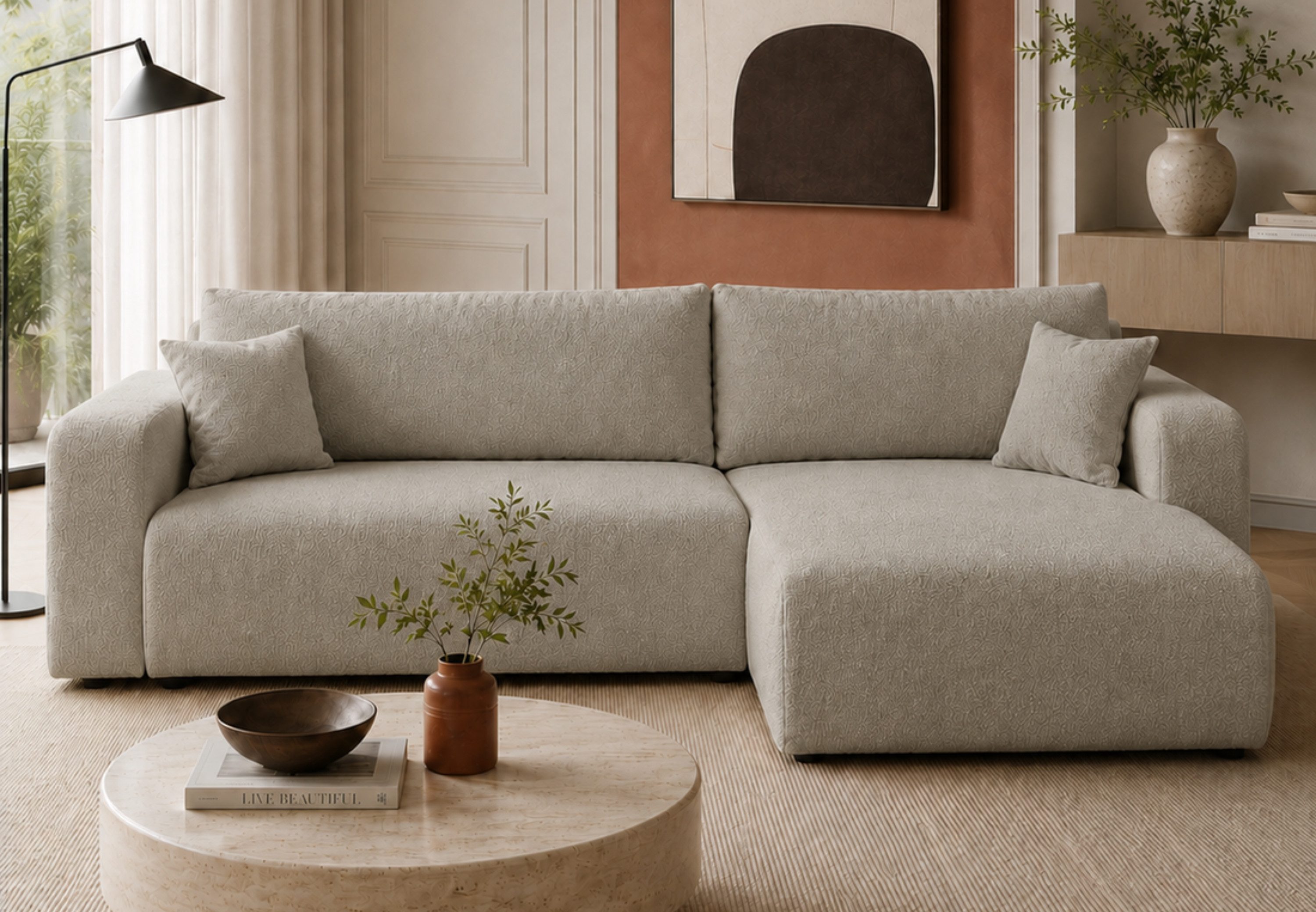 Lookway Ecksofa VESPO XL Moderne Wohnlandschaft in L-Form mit Schlaffunktion, mit Bettfunktion und Bettkasten