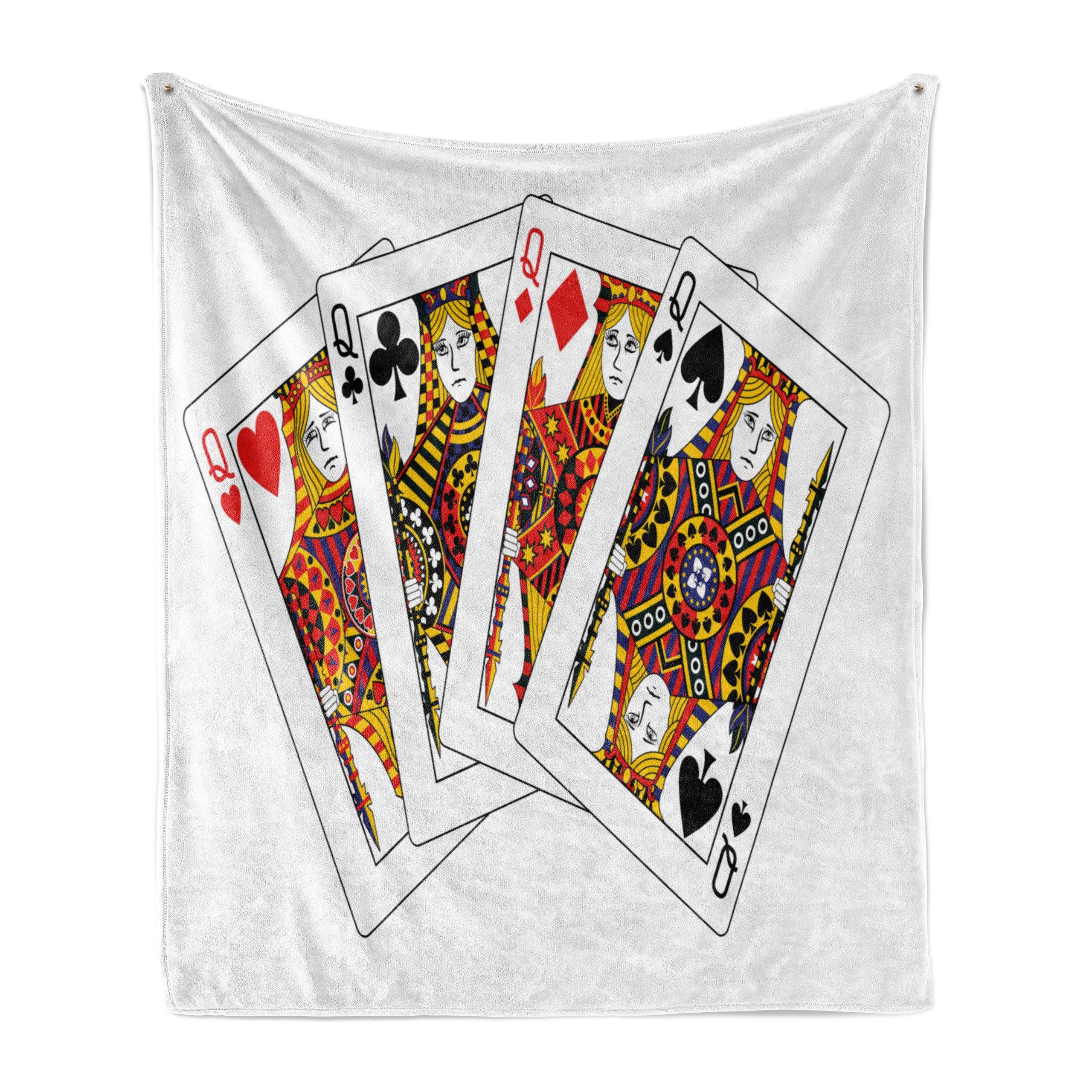 Wohndecke Gemütlicher Plüsch für den Innen- und Außenbereich, Abakuhaus, Kasino Queens Poker Play Cards
