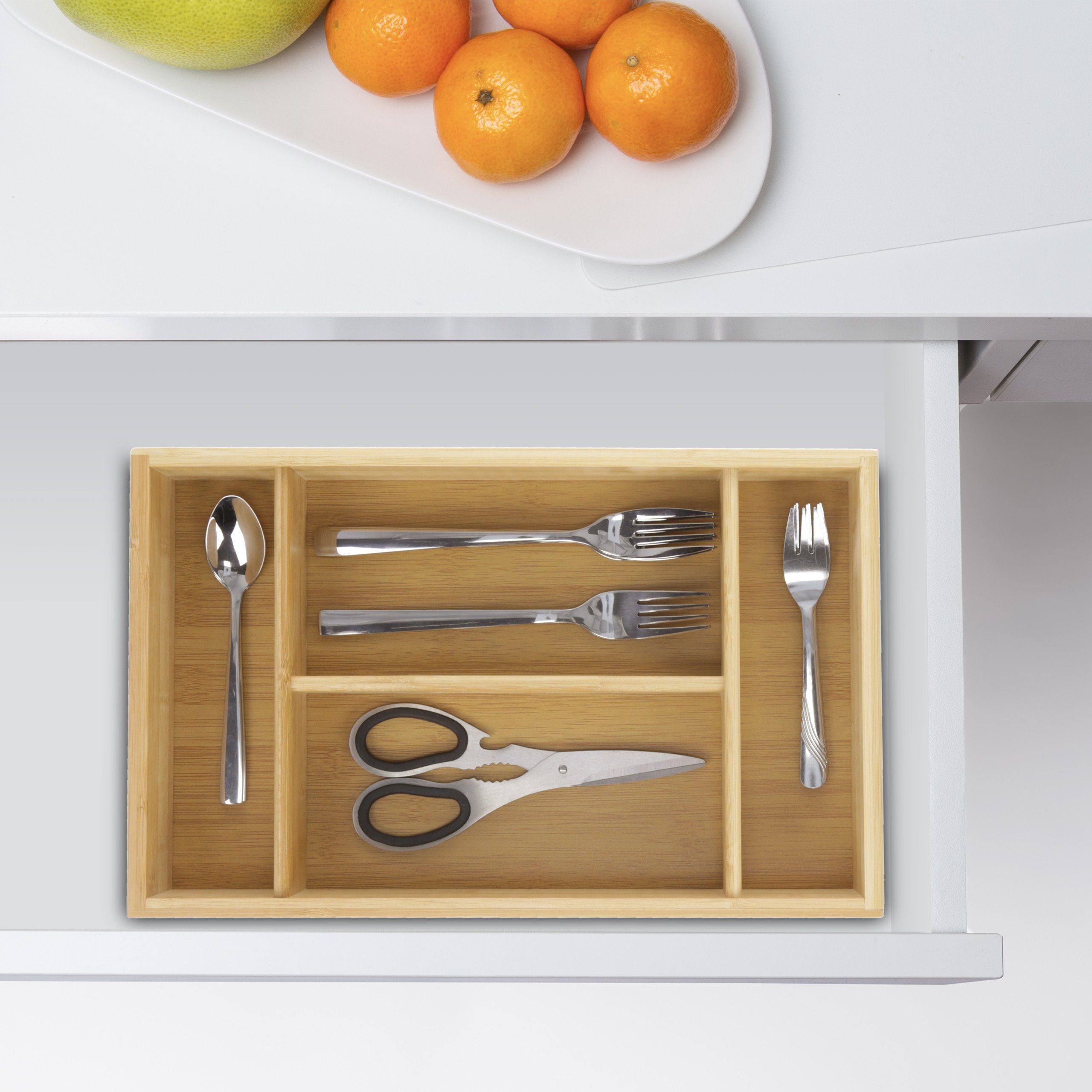 relaxdays Besteckkasten Bambus Besteckkasten mit Tragegriff günstig online kaufen