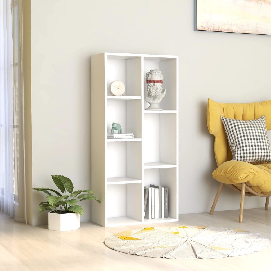 furnicato Bücherregal Weiß 50 x 25 x 106 cm mit 7 Fächern, 1-tlg., Robuster Bücherschrank mit viel Stauraum für DVDs und Zeitschriften