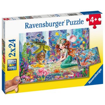 Ravensburger Puzzle Zauberhafte Meerjungfrauen 2 x 24 Teile, Puzzleteile