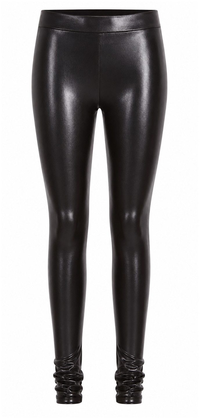 Leggings in Wetlook-Optik mit Stauch-Raffung