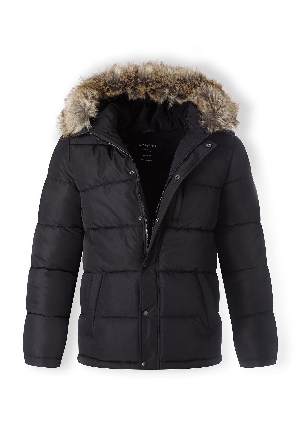 Respect Winterjacke Gefütterte Jacke mit Fellimitat (XS-XXL)