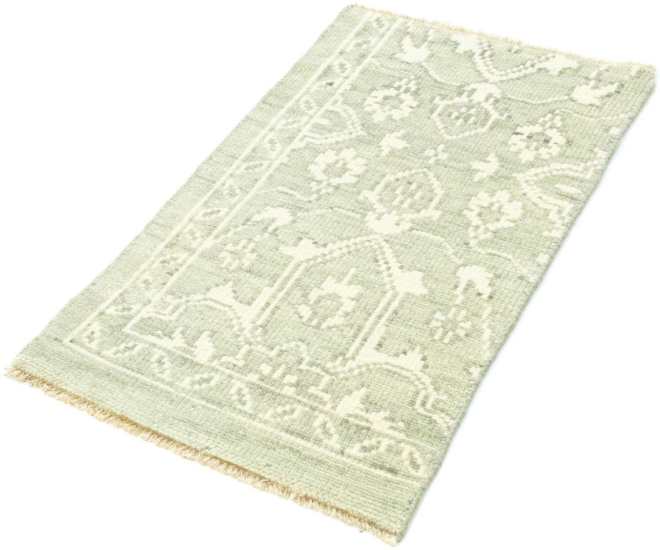 Wollteppich Designer Teppich handgeknüpft grün, morgenland, rechteckig, Höhe: 7 mm, handgeknüpft