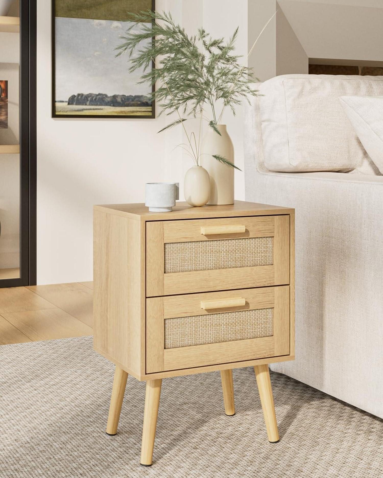 LuxusKollektion Nachttisch Nachttisch Rattan Beistelltisch Schublade günstig online kaufen
