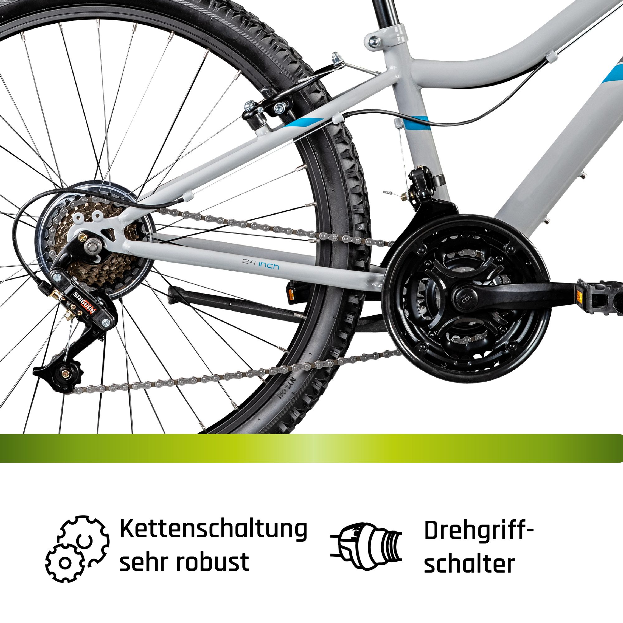 Galano Mountainbike GA20, 21 Gang Saiguan, Kettenschaltung, Jugendfahrrad 24 Zoll Mountainbike 130-145cm 21 Gänge Kinder – Bild 5 von 5