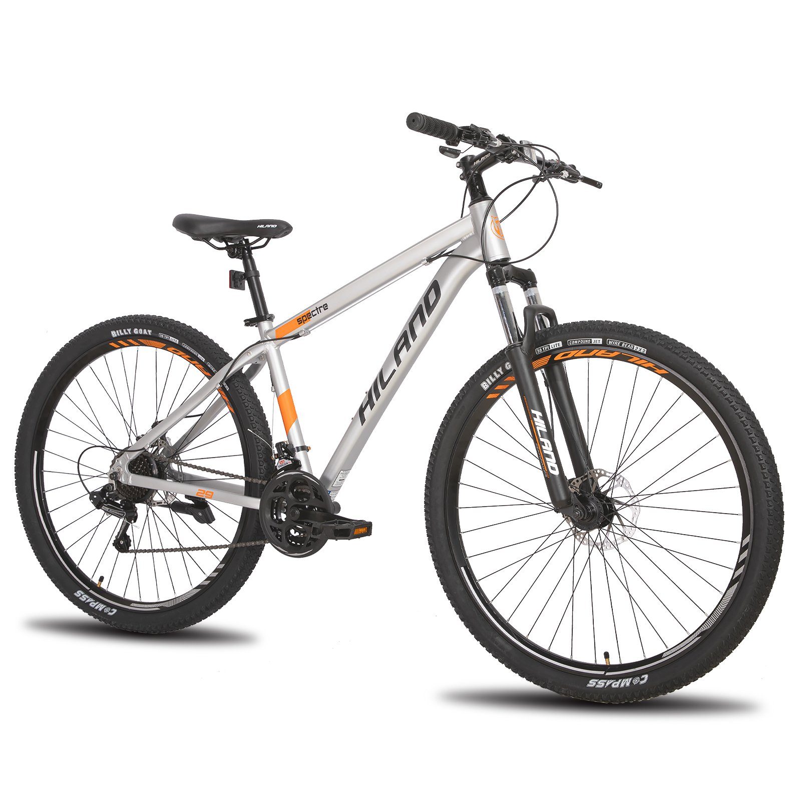 HILAND Mountainbike 29 Zoll MTB mit Aluminiumrahmen,Scheibenbremse,für Herren Damen, 21 Gang Shimano Tourney Schaltwerk, Kettenschaltung, (Set), für Damen und Herren 170 - 190 cm MTB Hardtail Fahrrad Grau | Hardtail