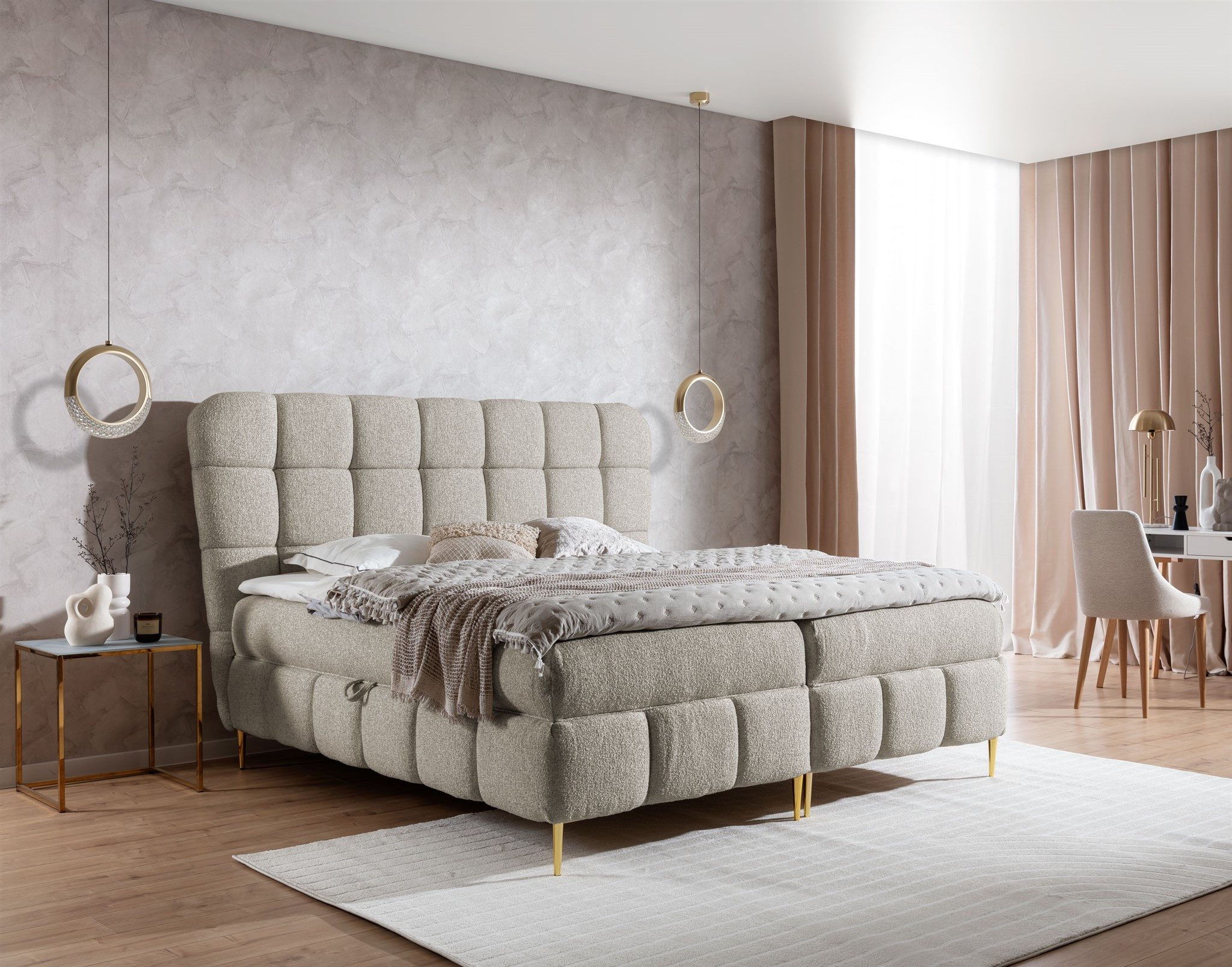 Fun Möbel Boxbett Schlafzimmerbett GRAZIA in Stoff Corbett (inkl. Kaltschaumtopper), 2 Bettkästen