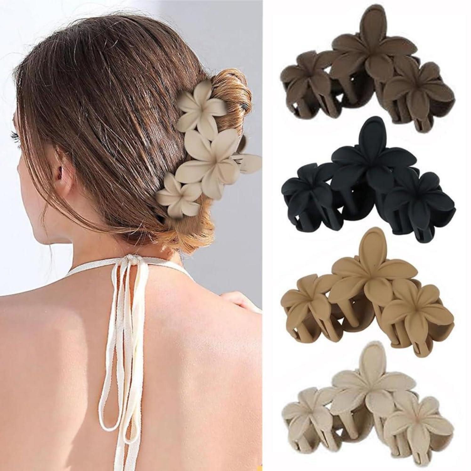 LuxusKollektion Haarklammer 4 Stück Blumen Haarspangen Große Haarklammern für Dickes Dünnes Haar