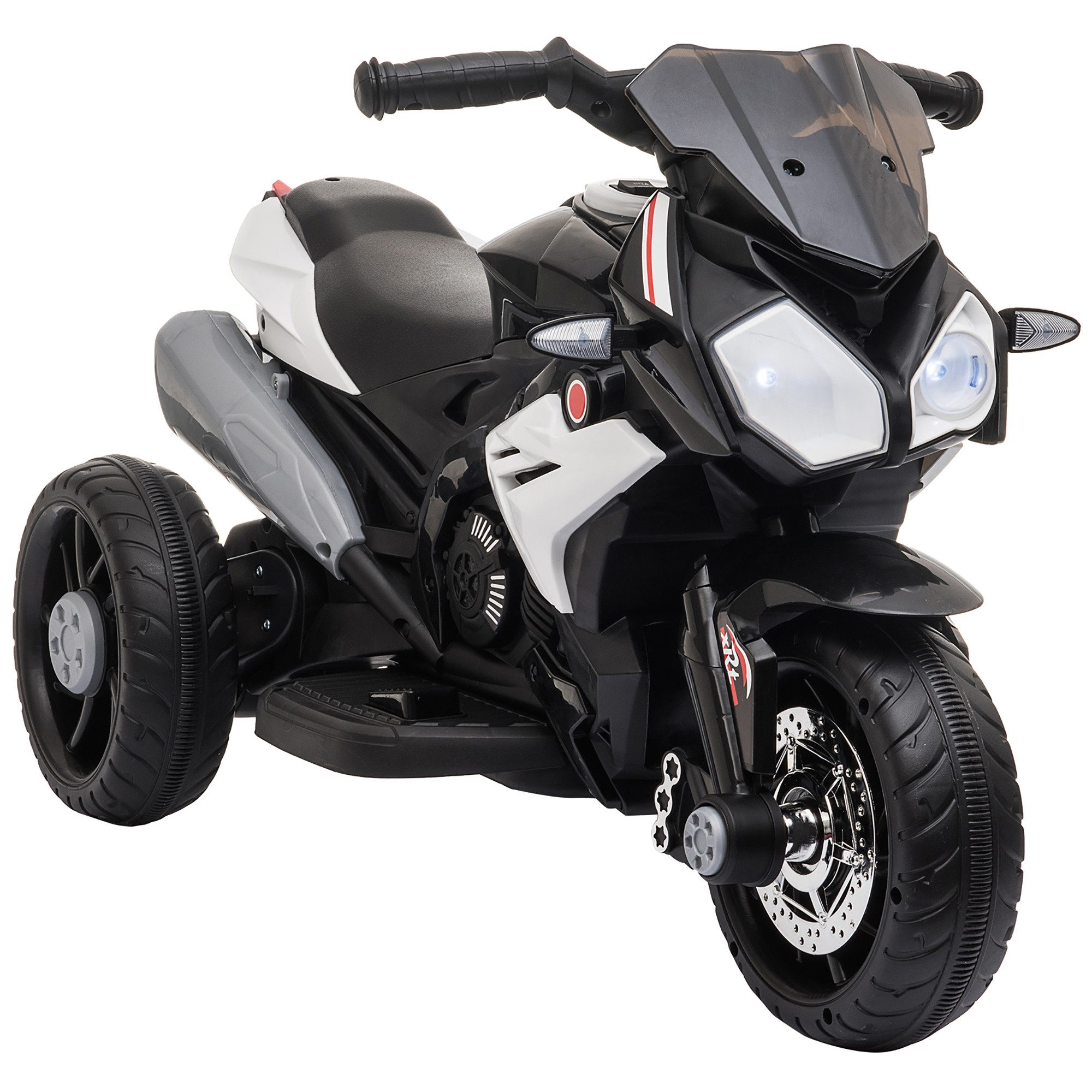 HOMCOM Elektro-Kindermotorrad Elektromotorrad mit Musik, Kindermotorrad Rot+Schwarz, Belastbarkeit 25 kg, (1-tlg), für Kinder von 3-5 Jahren, Schwarz