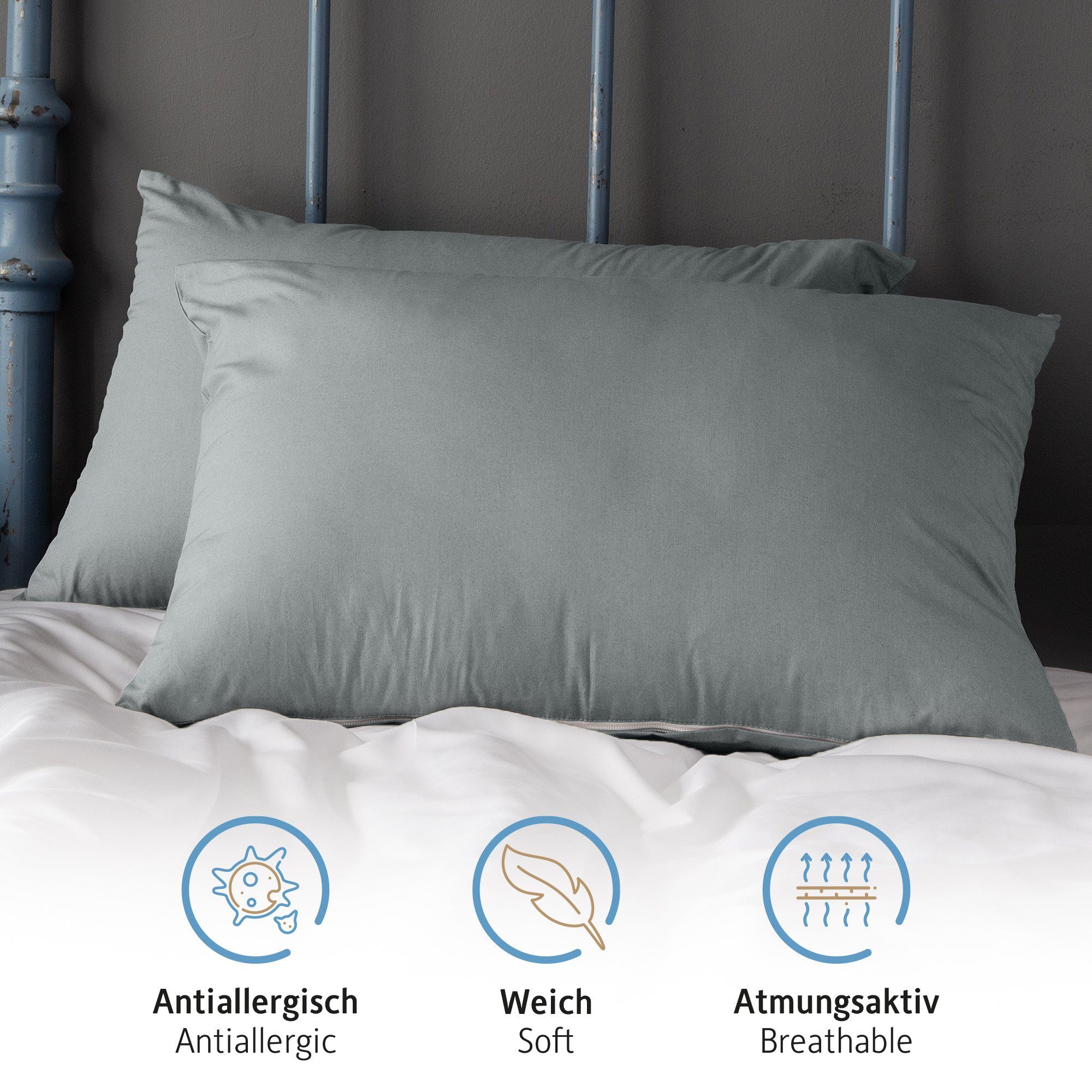 Komfortec Kissenbezug Premium Kopfkissenbezug, gebürstet 100% günstig online kaufen