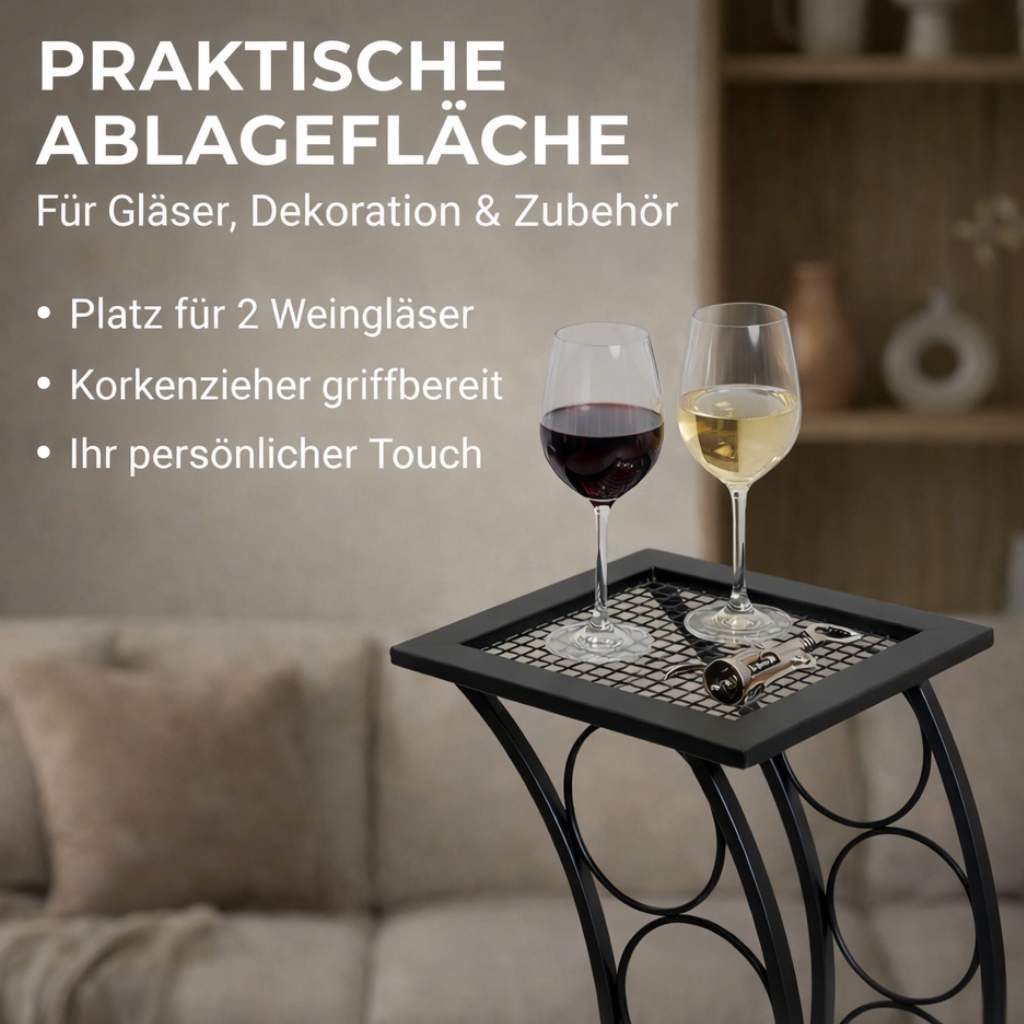 DanDiBo Weinregal aus Metall Schwarz Blumensäule Flaschenständer Elegance 80 cm, 80 cm Flaschenhalter Blumenständer – Bild 3 von 5