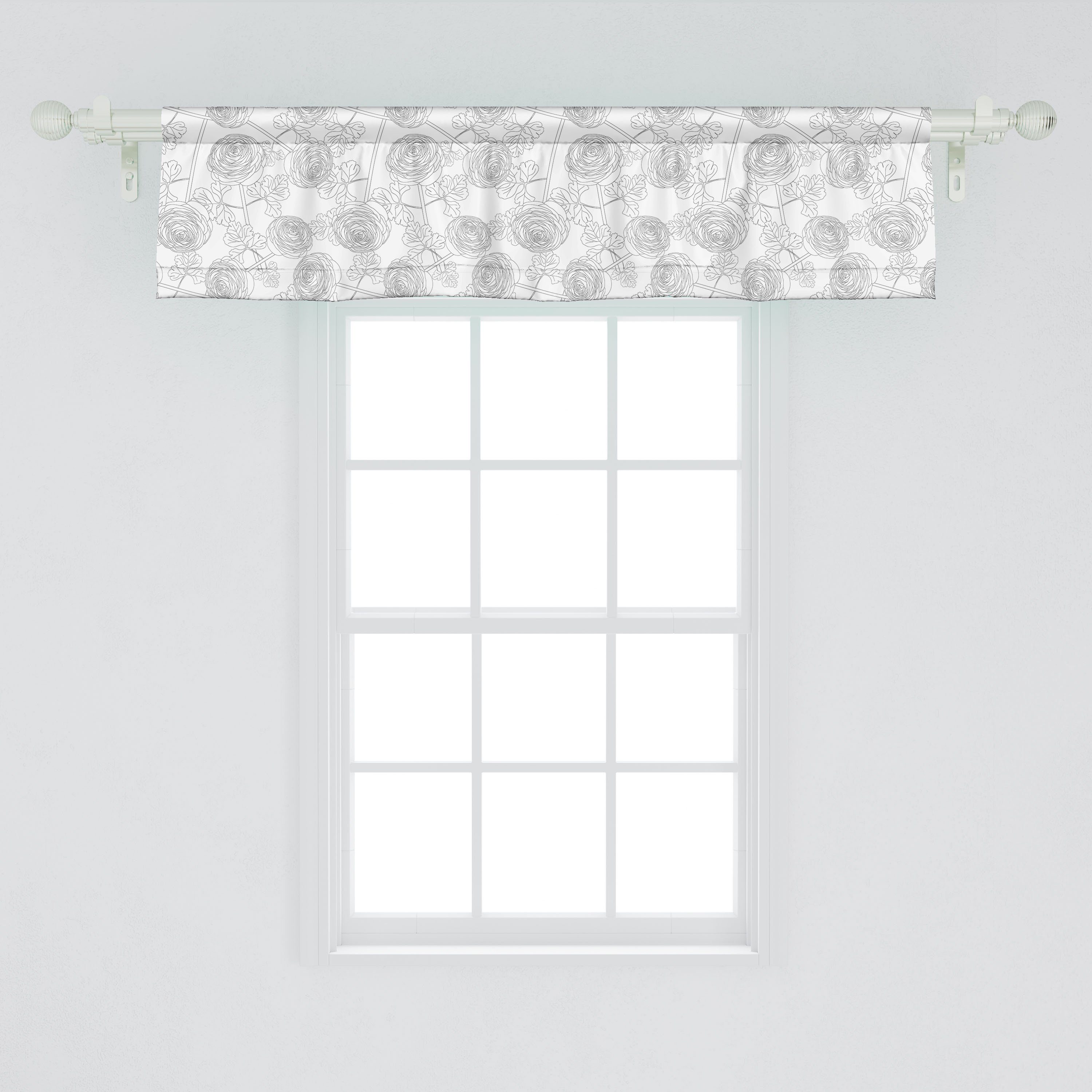 Abakuhaus, Microfaser, Stangentasche, Skizzieren Ranunculus Küche Schlafzimmer Blume Scheibengardine Volant für Dekor Zeichnung Vorhang mit